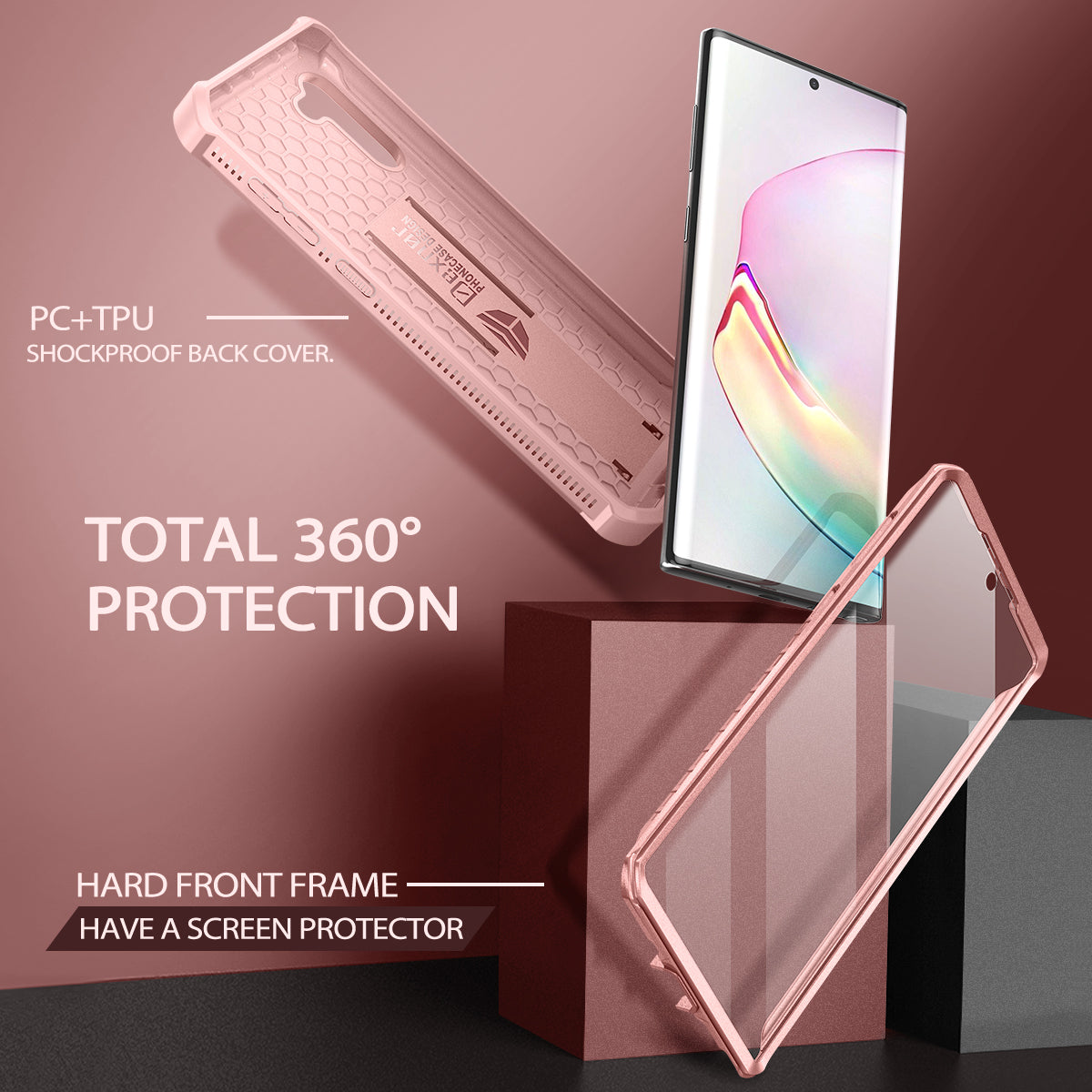 Dexnor Case for Samsung Galaxy Note 10 With Single Screen Protector Full Body Bumper Kickstand Heavy-duty Shockproof Rugged Cover.