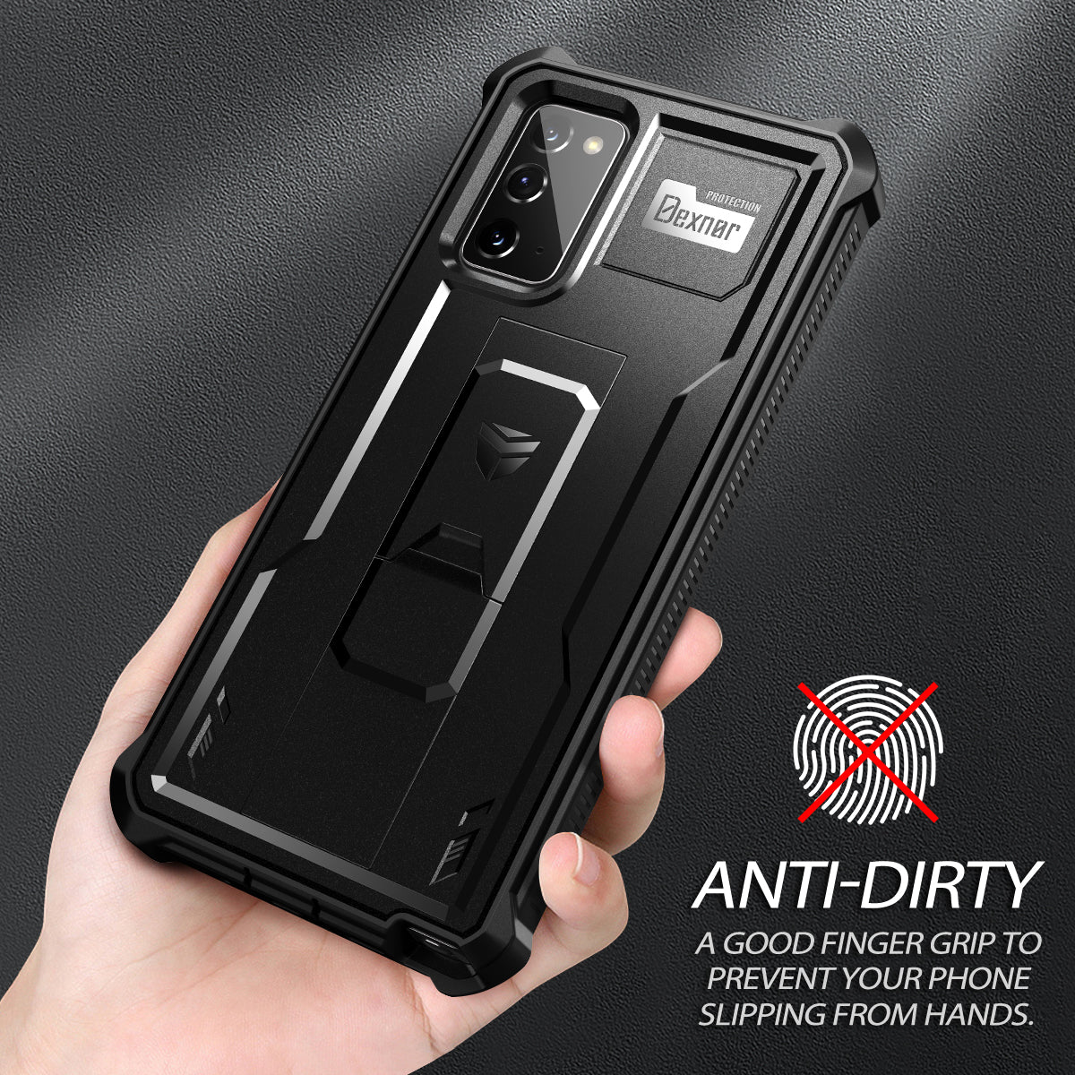 Dexnor Case for Samsung Galaxy Note 20 With Single Screen Protector Full Body Bumper Kickstand Heavy-duty Shockproof Rugged Cover.