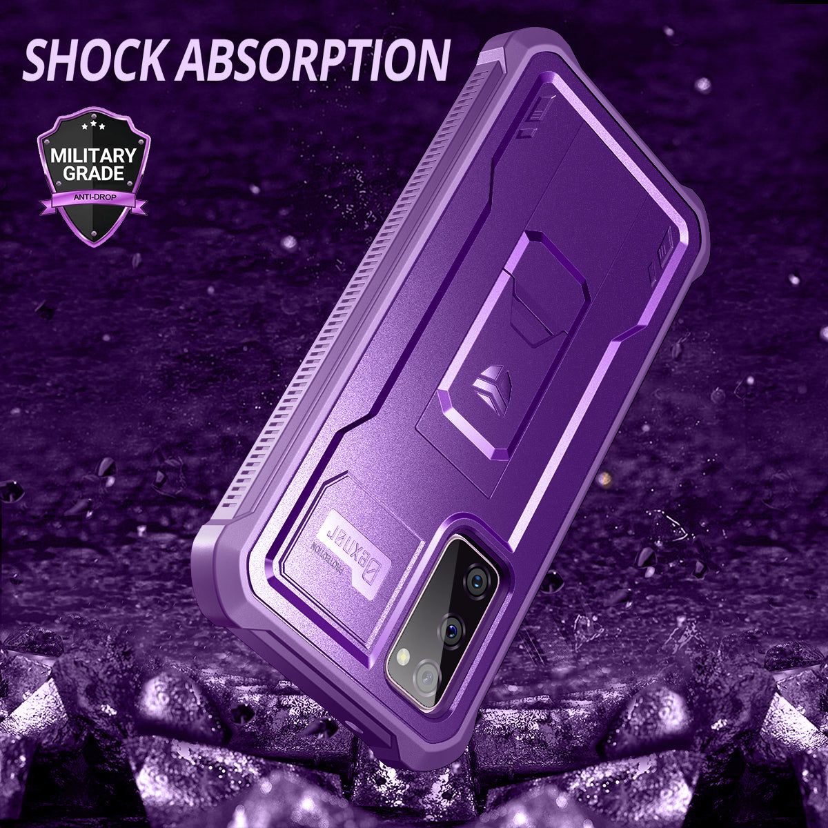 Dexnor Case for Samsung Galaxy S20 FE With Single Screen Protector Full Body Bumper Kickstand Heavy-duty Shockproof Rugged Cover