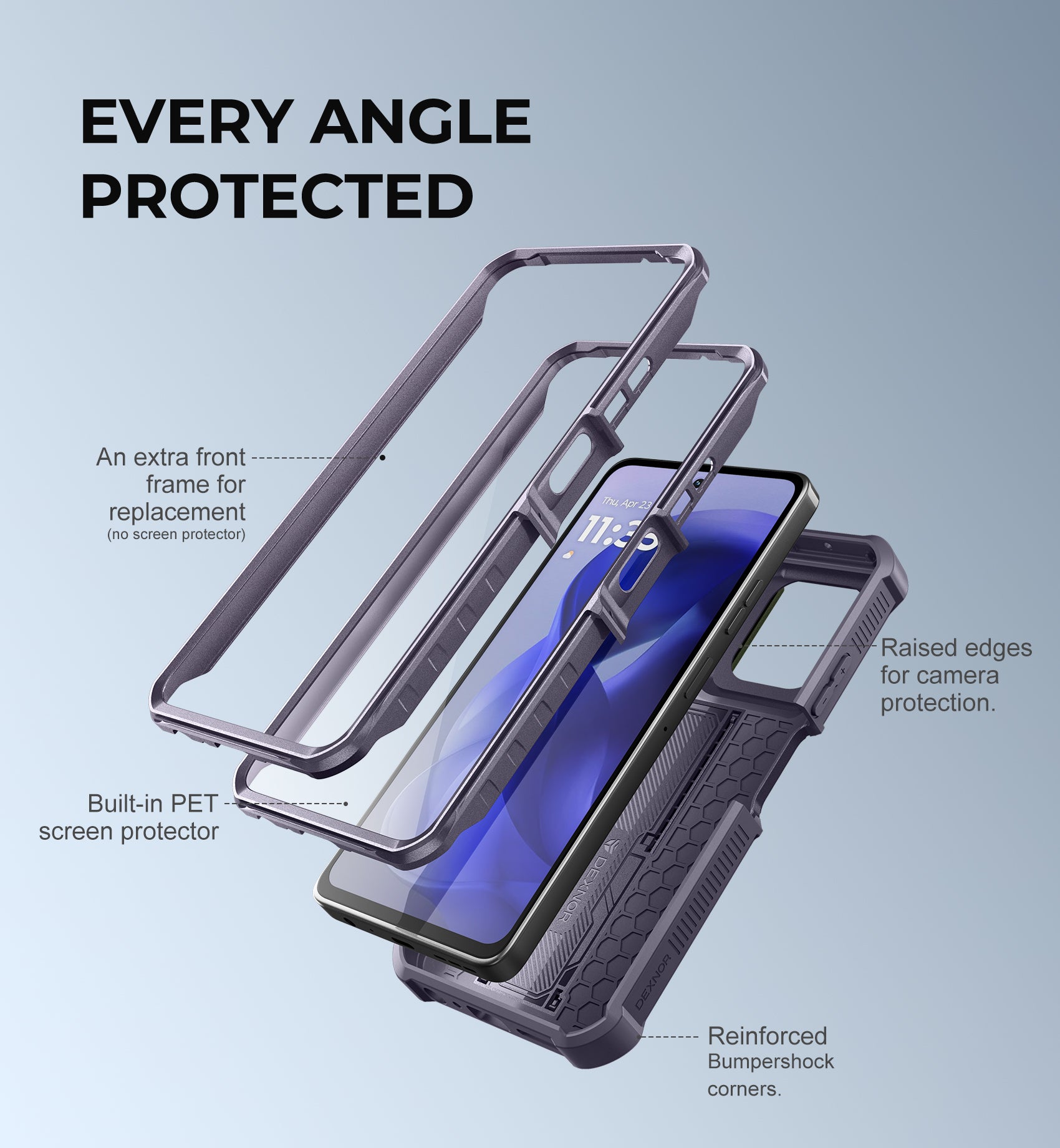 Dexnor Full Body Case for Moto G-Power 5G 2025 With Screen Protector And Slide Camera Bumper Kickstand Heavy-duty Shockproof Cover