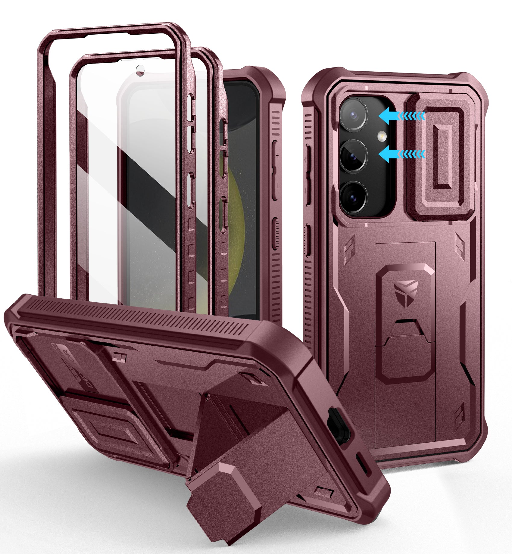 Dexnor Case for Samsung Galaxy S24 Full Body With Screen Protector Slide Camera Bumper Kickstand Heavy-duty Shockproof Rugged Cover.