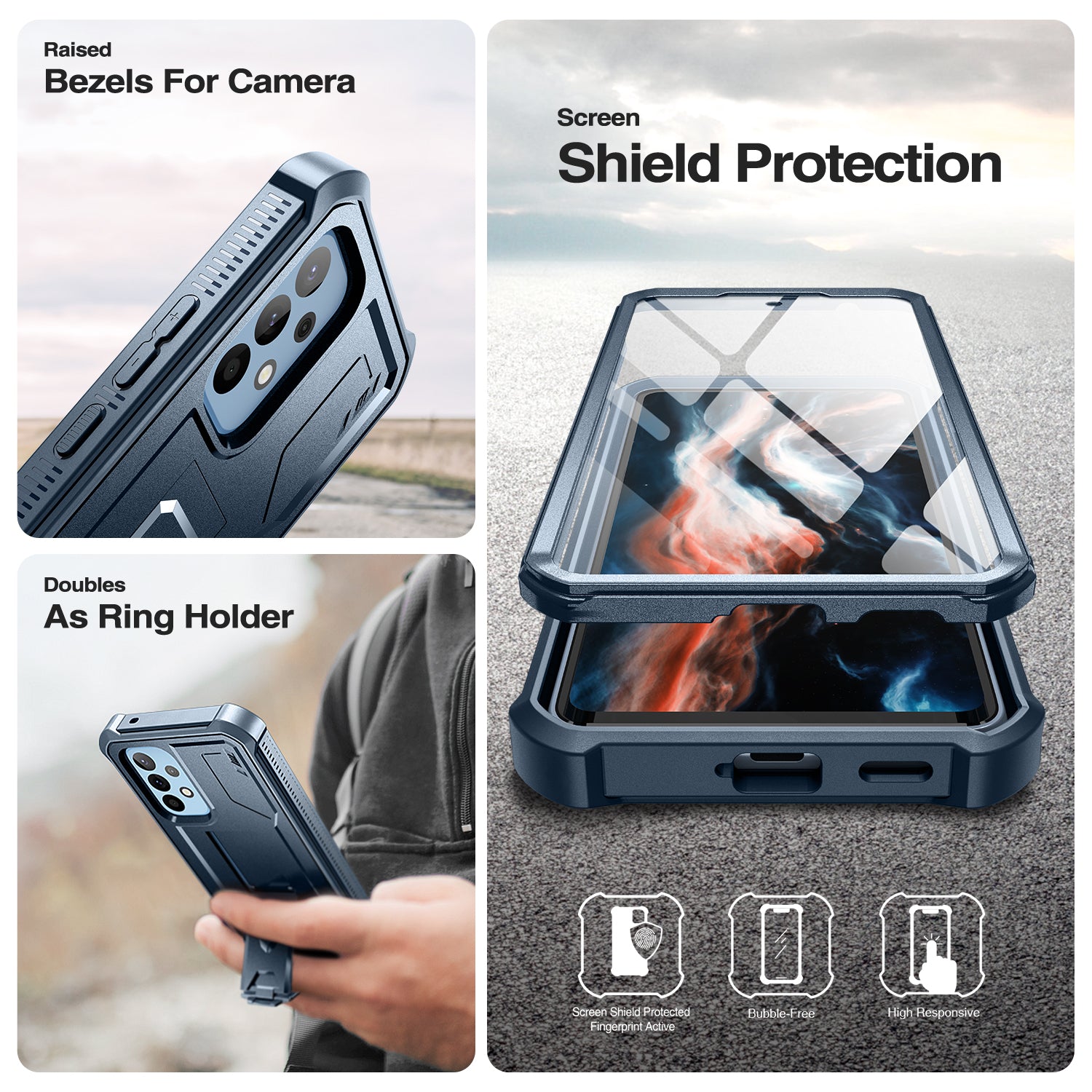 Dexnor Case for Samsung Galaxy A53 5G With Single Screen Protector Full Body Bumper Kickstand Heavy-duty Shockproof Rugged Cover.