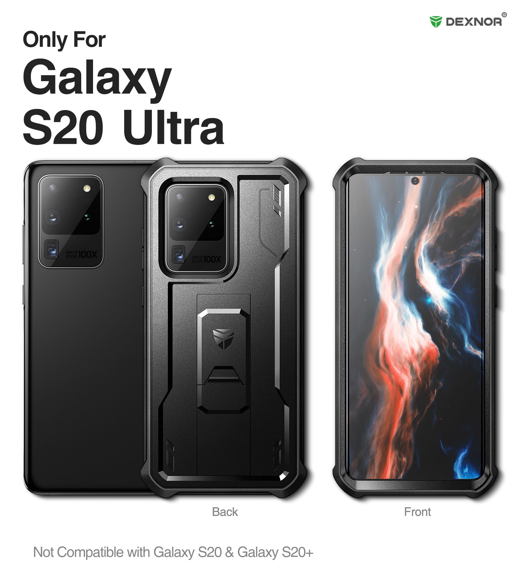 Dexnor Case for Samsung Galaxy S20 Ultra With Single Screen Protector Full Body Bumper Kickstand Heavy-duty Shockproof Rugged Cover.