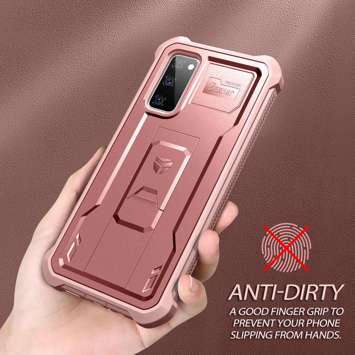 Dexnor Case for Samsung Galaxy S20 FE With Single Screen Protector Full Body Bumper Kickstand Heavy-duty Shockproof Rugged Cover