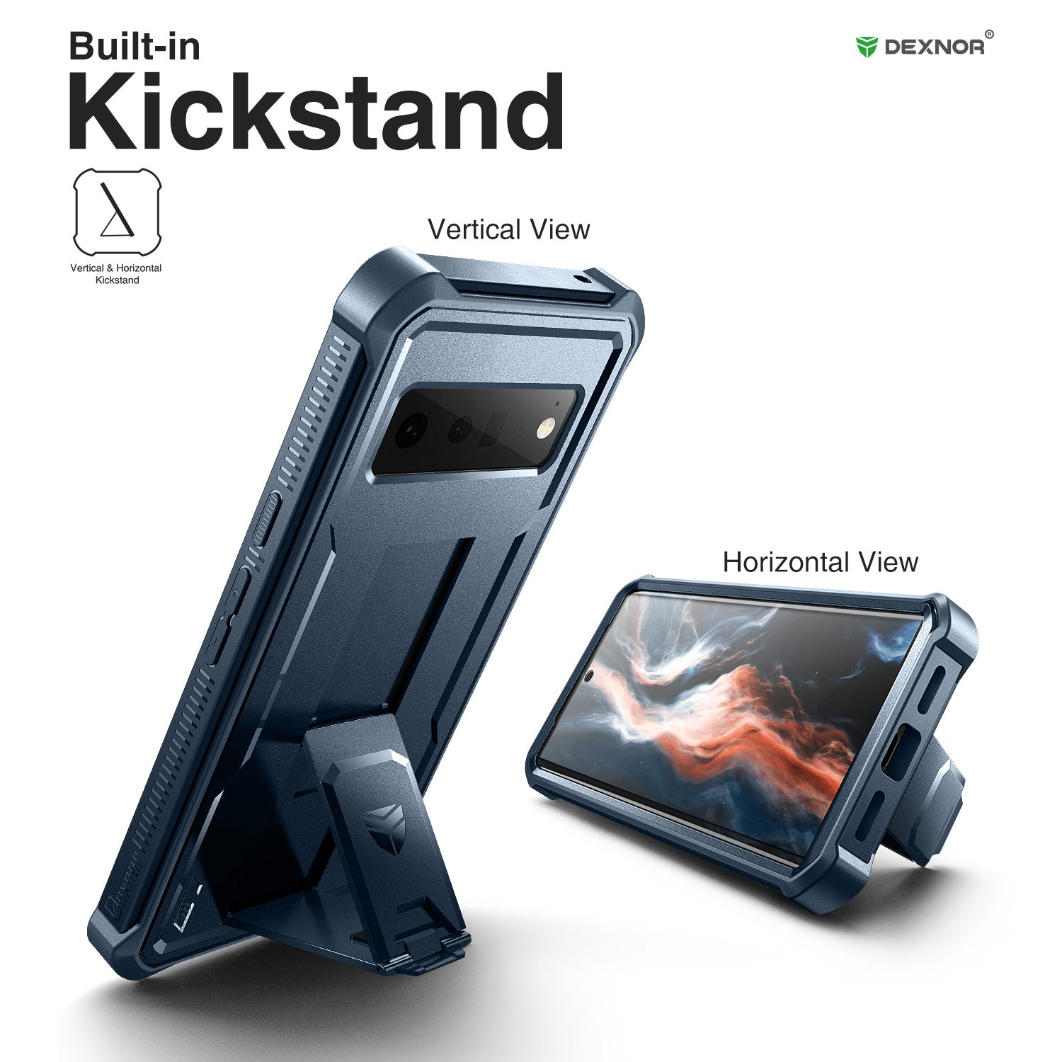 Dexnor Case for Google Pixel 6 Pro 5G With Screen Protector Full Body Bumper Kickstand Heavy-duty Shockproof Rugged Cover.
