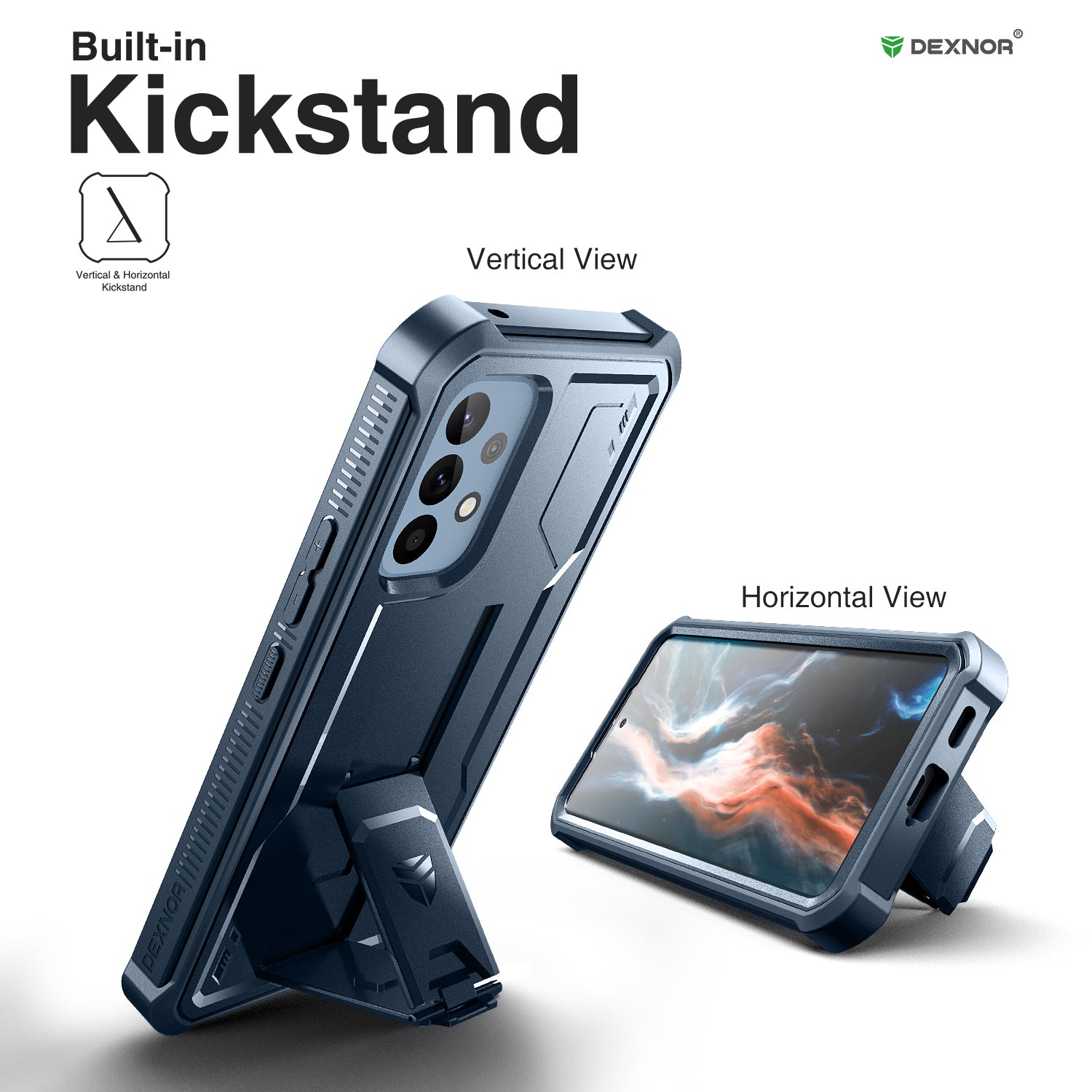 Dexnor Case for Samsung Galaxy A53 5G With Single Screen Protector Full Body Bumper Kickstand Heavy-duty Shockproof Rugged Cover.