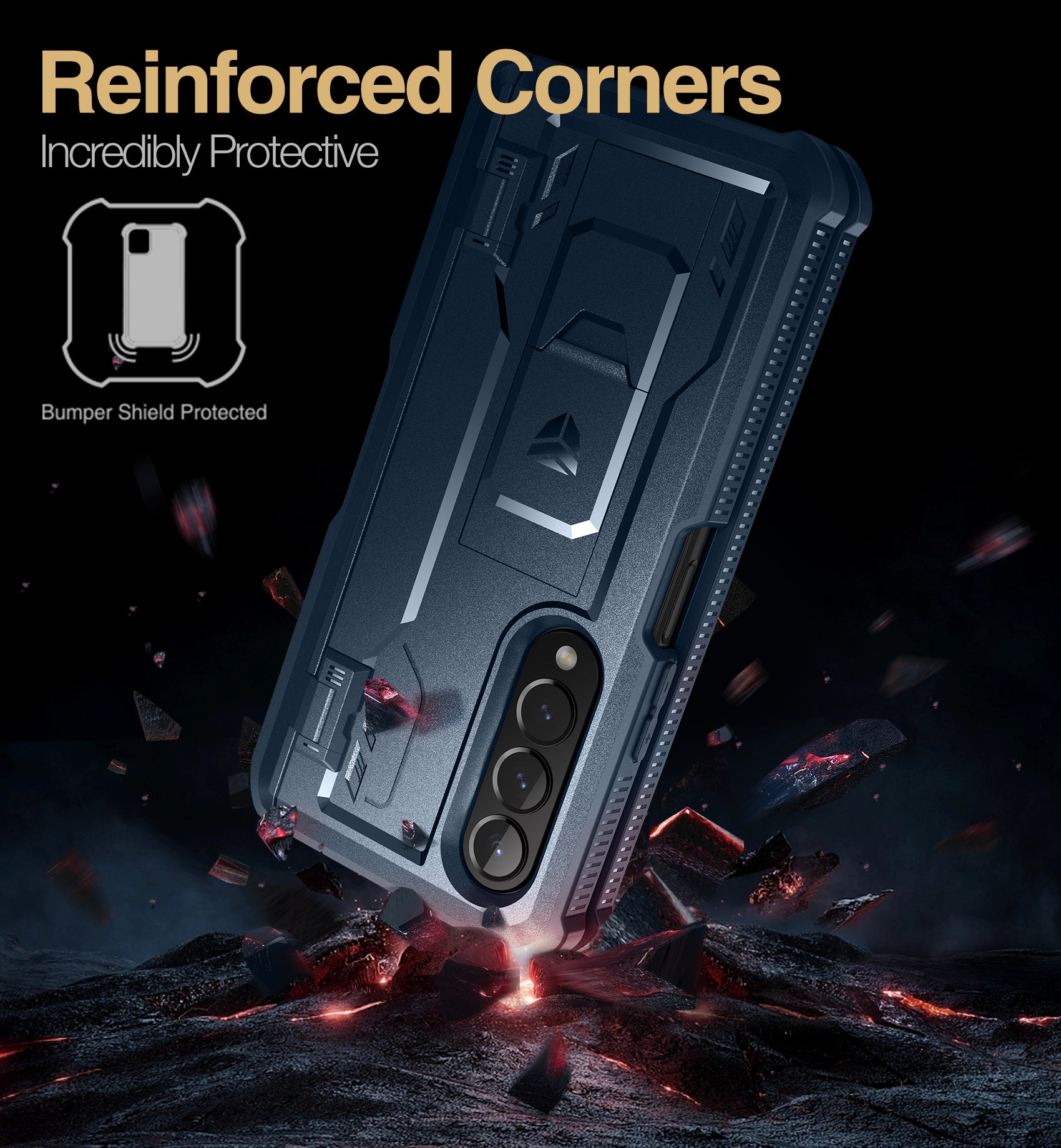 Dexnor Case for Samsung Galaxy Z Fold 4 With Hinge Coverage Screen Protector Full Body Bumper Kickstand Heavy-duty Shockproof Rugged Cover.