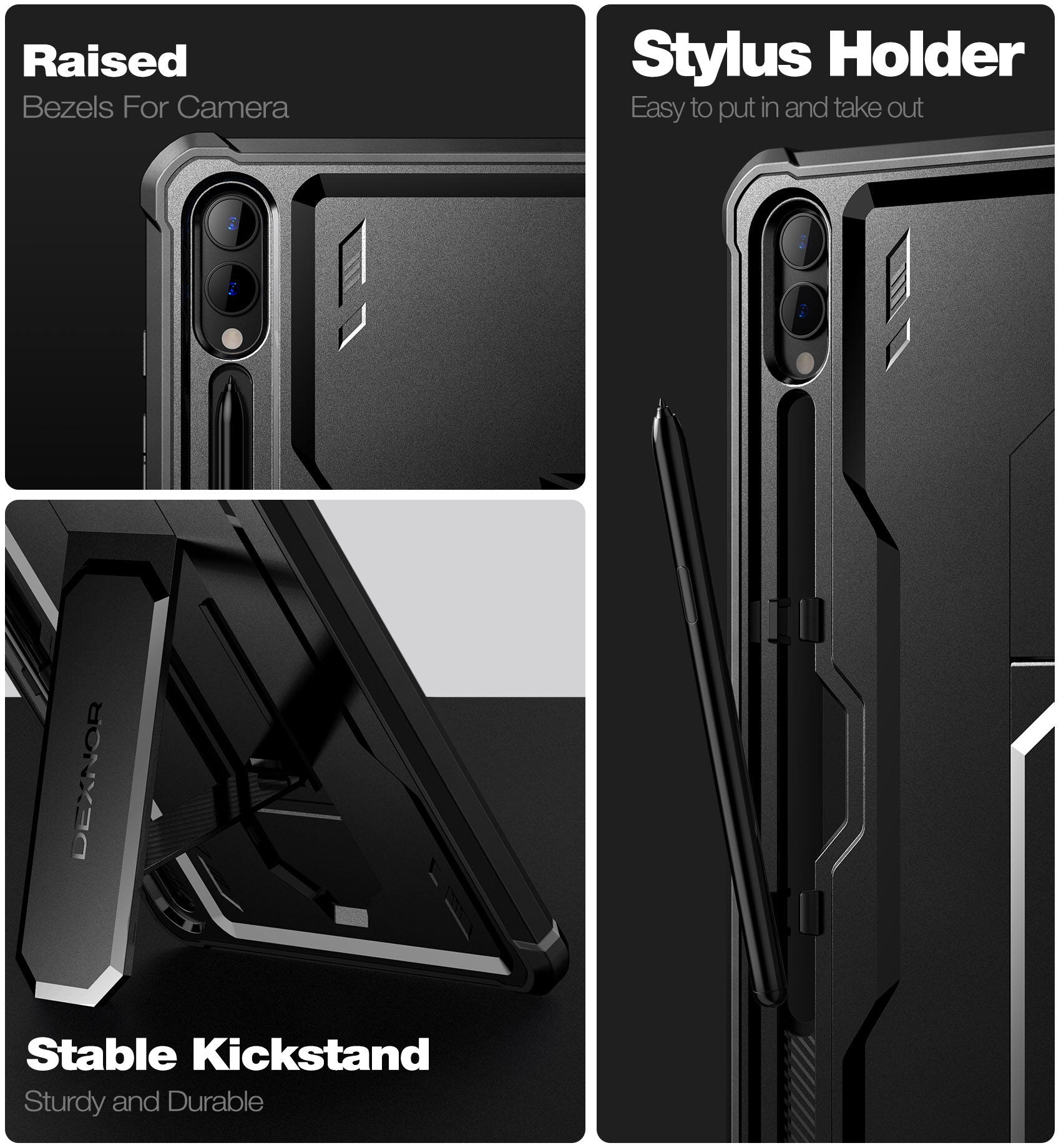 Dexnor Tablet Case for Samsung Galaxy Tab S9 Plus With Screen Protector Full Body Bumper Kickstand Heavy-duty Shockproof Rugged Pen Holder Cover.