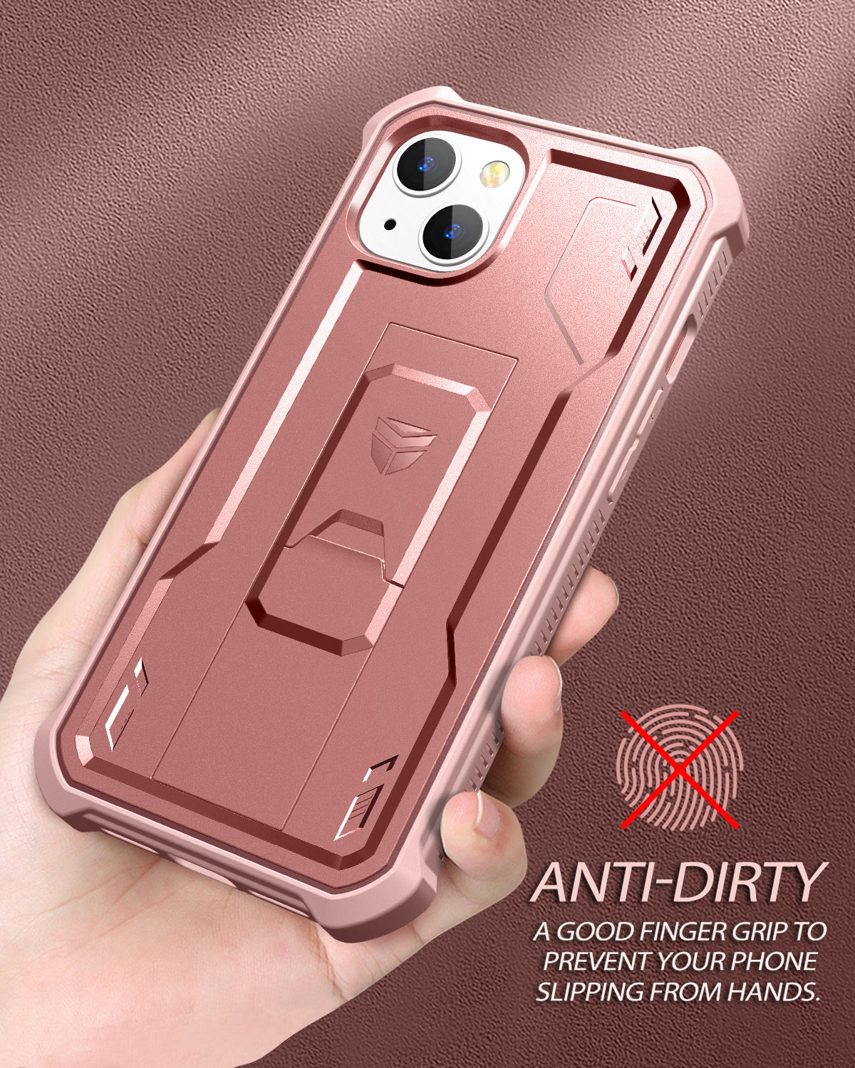 Dexnor for iphone 14/13 Case With Heavy-duty Shockproof Full Body Built-in Screen Protector Adjustable Kickstand