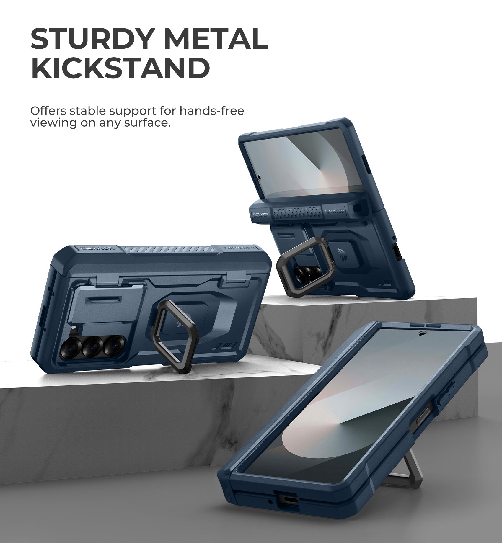 Dexnor Case for Samsung Galaxy Z Fold 6 With Hinge Coverage Screen Protector Full Body Bumper Kickstand Heavy-duty Shockproof Rugged Cover.