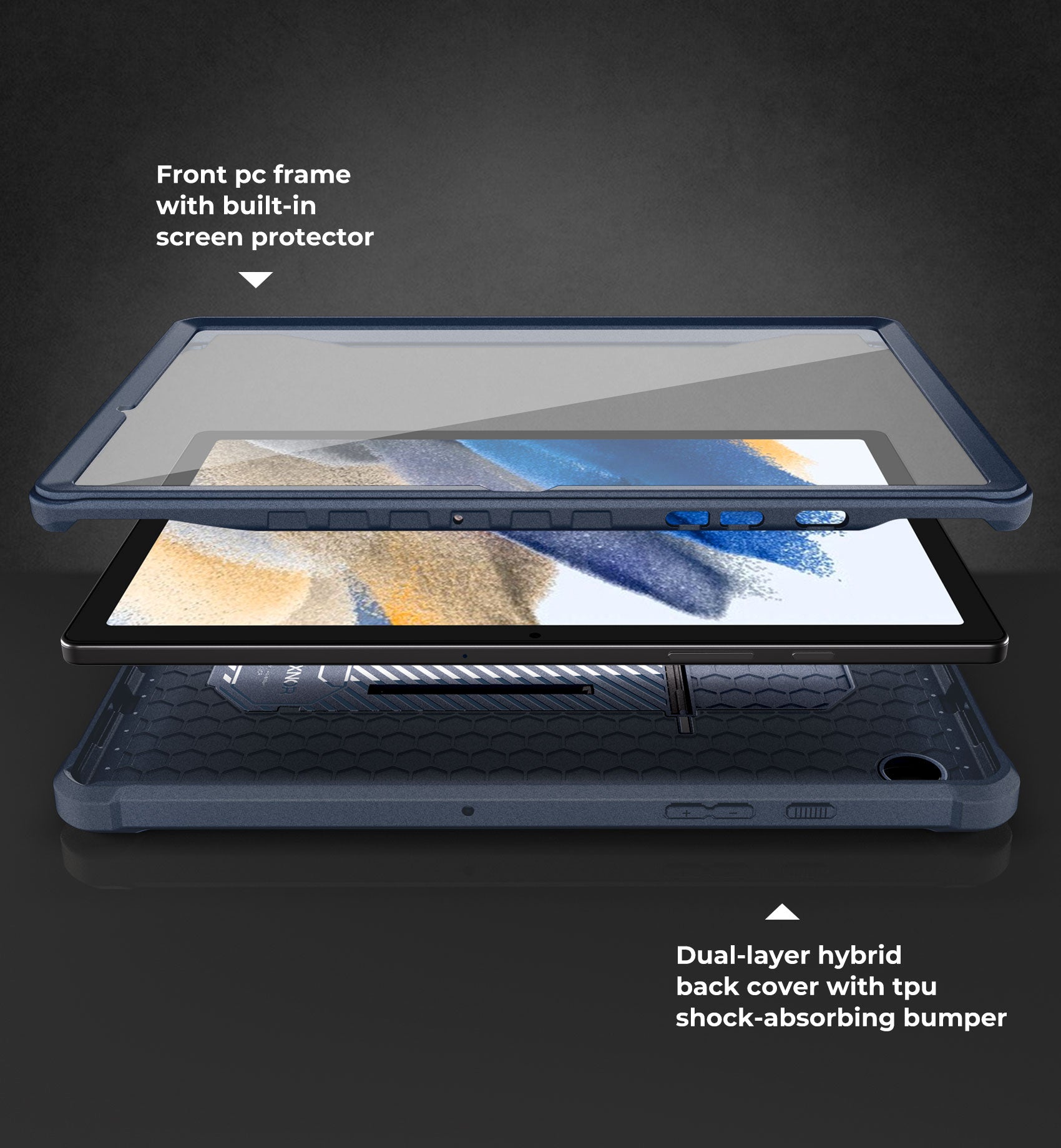 Dexnor Tablet Case for Samsung Galaxy Tab A8 With Screen Protector Full Body Bumper Kickstand Heavy-duty Shockproof Rugged Pen Holder Cover.