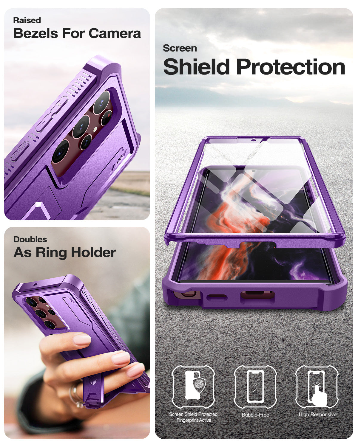 Dexnor Case for Samsung Galaxy S22 Ultra With Single Screen Protector Full Body Bumper Kickstand Heavy-duty Shockproof Rugged Cover.