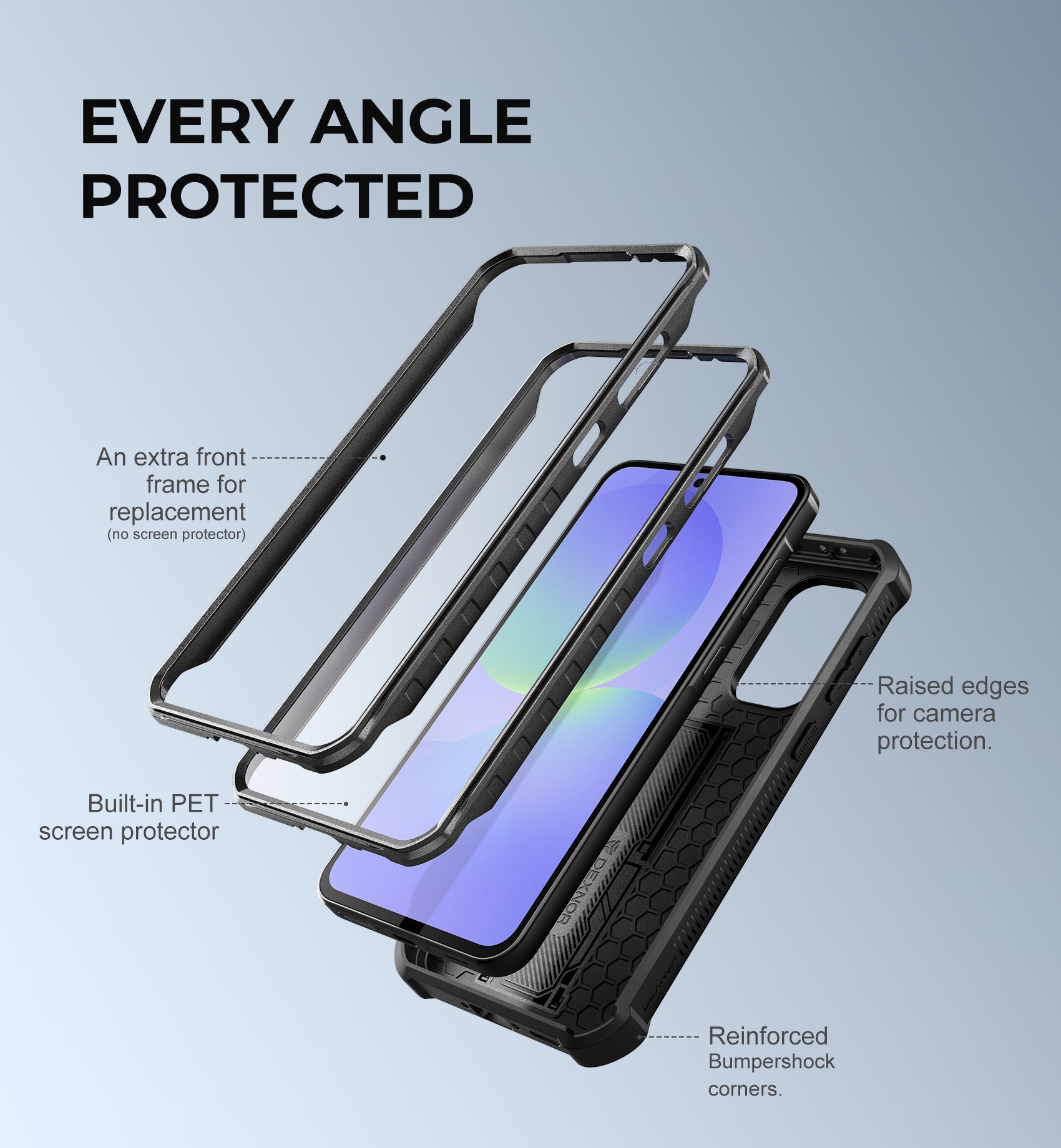 Dexnor Full Body Case for Samsung Galaxy A36 5G With Screen Protector And Slide Camera Bumper Kickstand Heavy-duty Shockproof Cover.