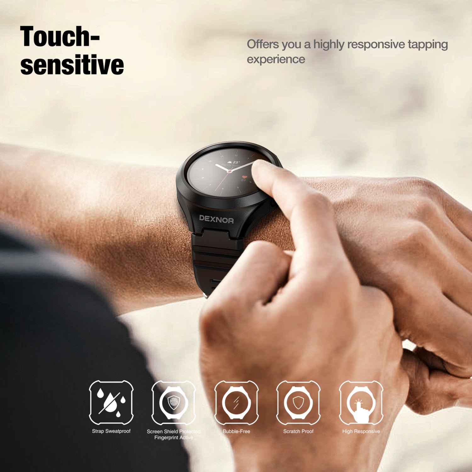 Dexnor Watch Case for Samsung Galaxy Watch Active 2 Band 44mm Full Body Bumper Shockproof Rugged Raised Bezel Snap-on Cover