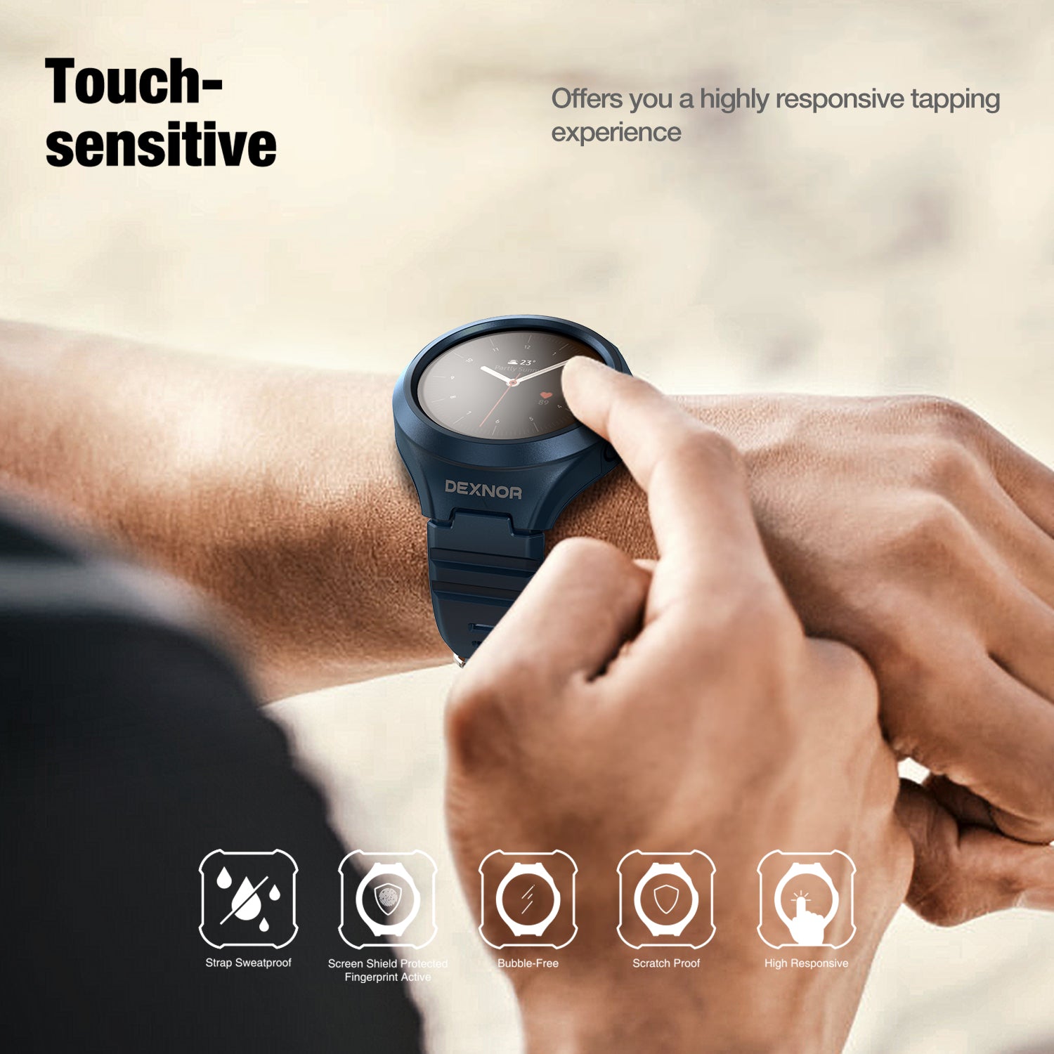 Dexnor Watch Case for Samsung Galaxy Watch Active 2 Band 44mm Full Body Bumper Shockproof Rugged Raised Bezel Snap-on Cover