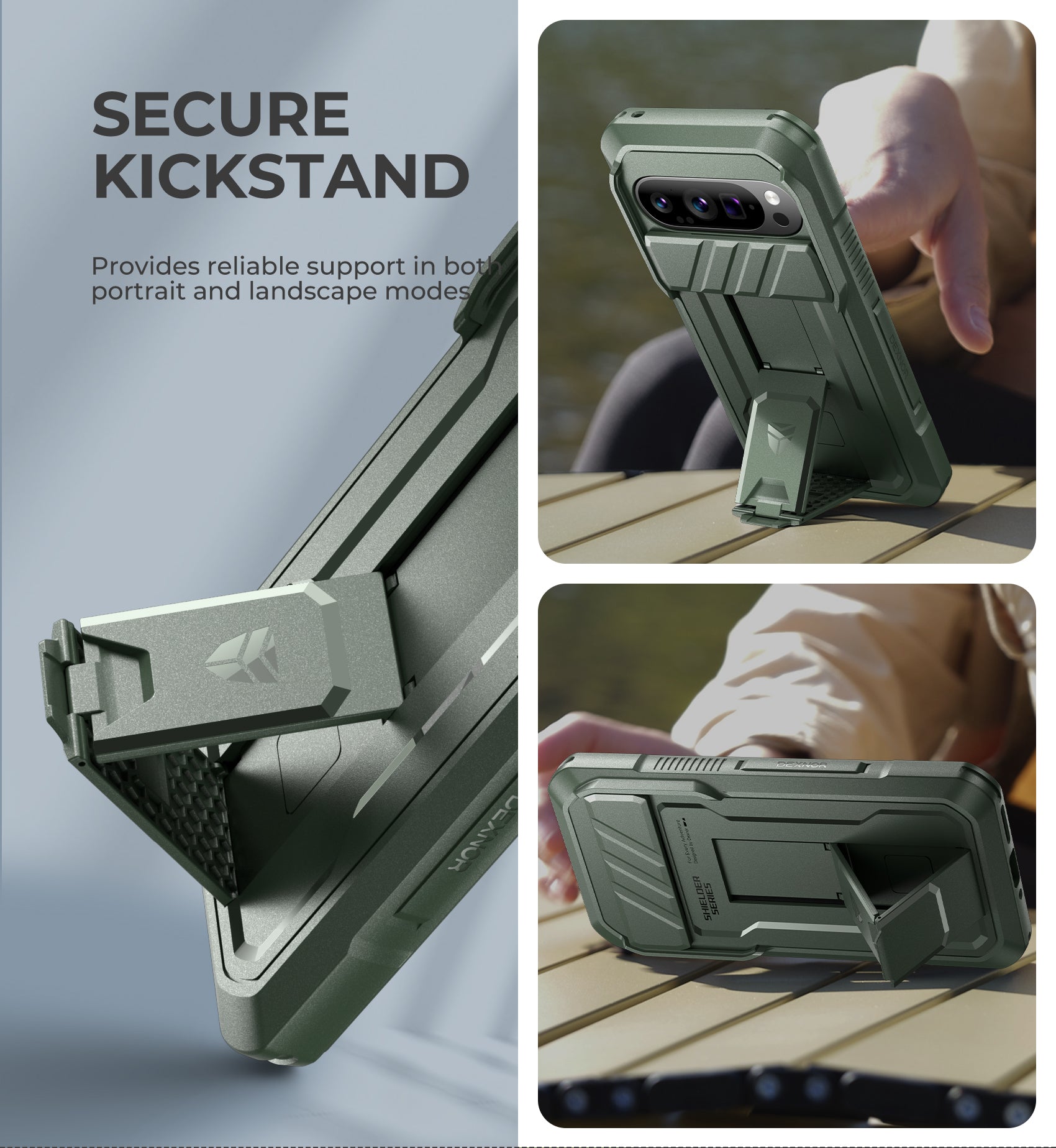 Dexnor Case for Google Pixel 9 Pro With Screen Protector Full Body Bumper Kickstand Heavy-duty Shockproof Rugged Cover.