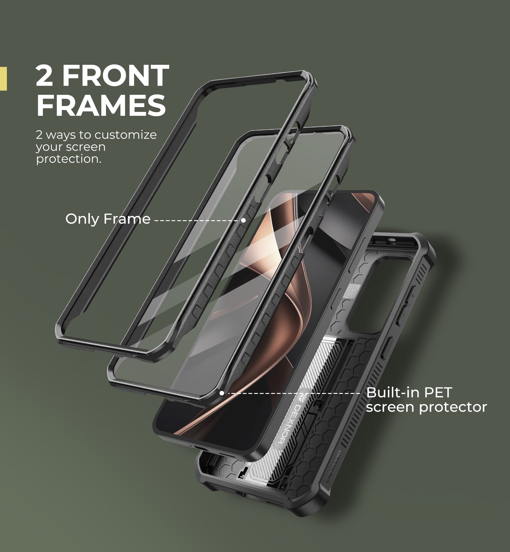 Dexnor Case for Samsung Galaxy S25 Full Body With Screen Protector Slide Camera Bumper Kickstand Heavy-duty Shockproof Rugged Cover.