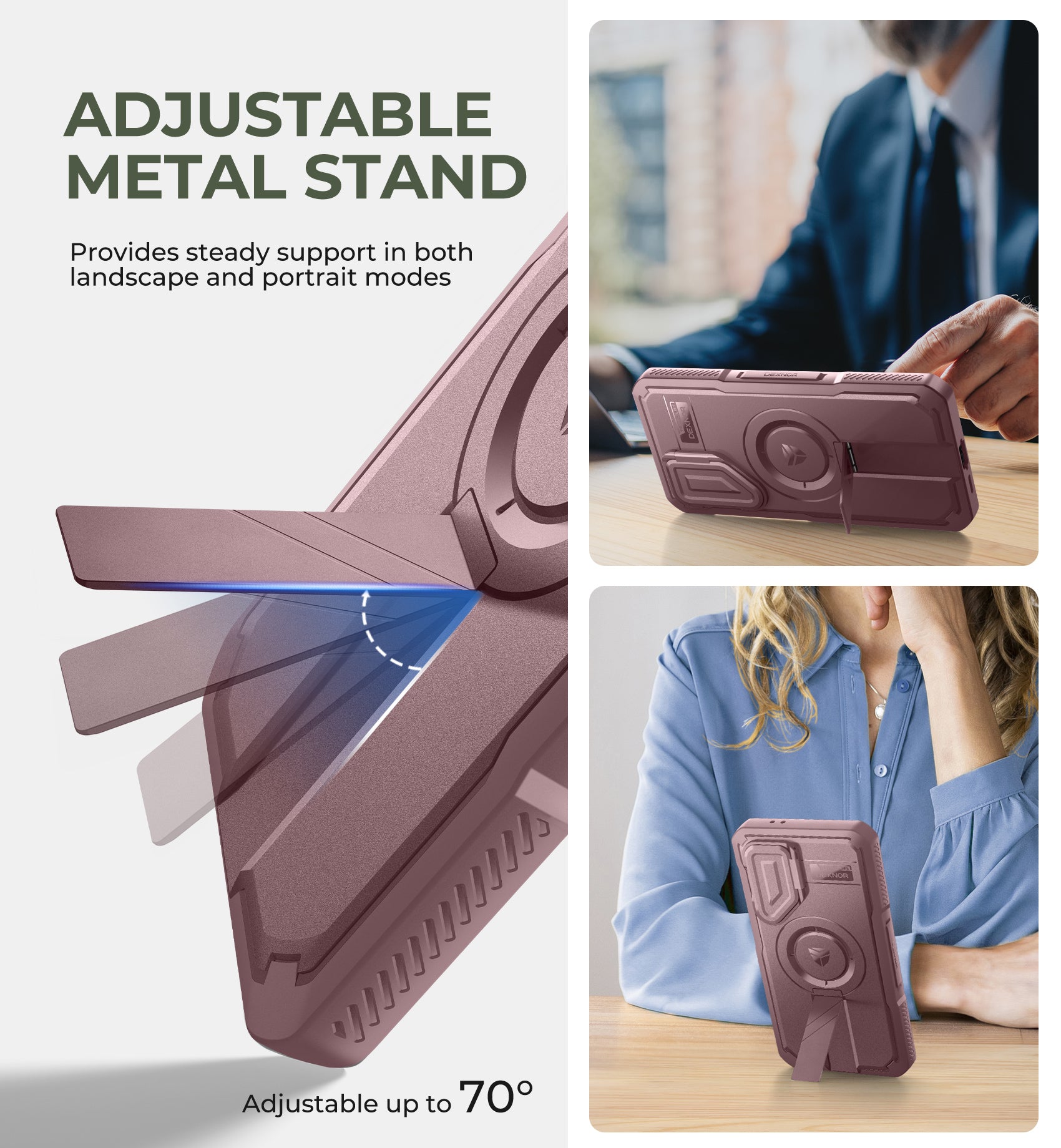 Dexnor Case for Samsung Galaxy S24 FE with Camera Cover & Adjustable Kickstand & Built-in Screen Protector Magnetic Rugged Shockproof Bumper Cases Heavy-Duty Mangetic Protective Cover.