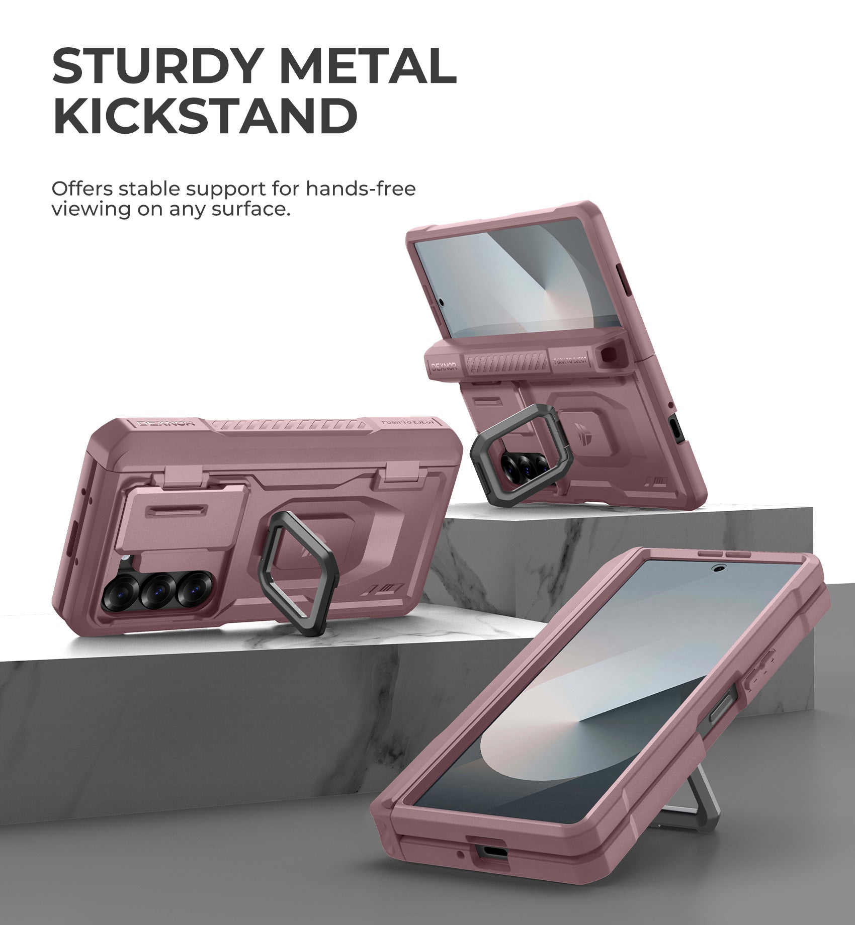 Dexnor Case for Samsung Galaxy Z Fold 6 With Hinge Coverage Screen Protector Full Body Bumper Kickstand Heavy-duty Shockproof Rugged Cover.