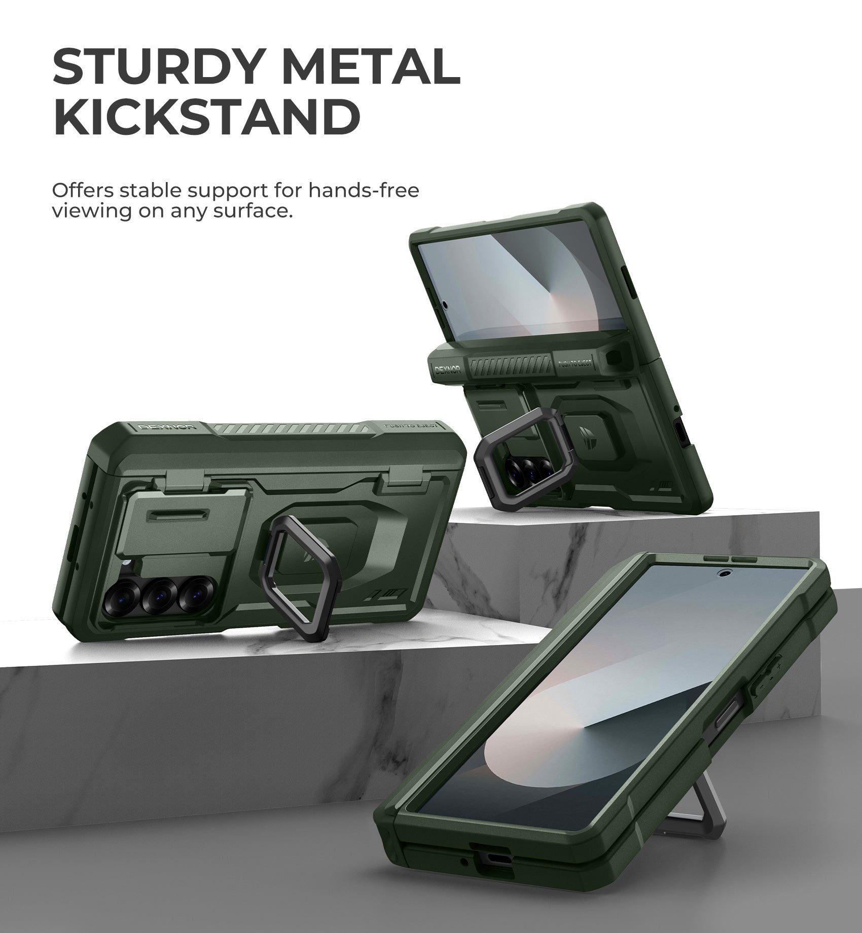 Dexnor Case for Samsung Galaxy Z Fold 6 With Hinge Coverage Screen Protector Full Body Bumper Kickstand Heavy-duty Shockproof Rugged Cover.