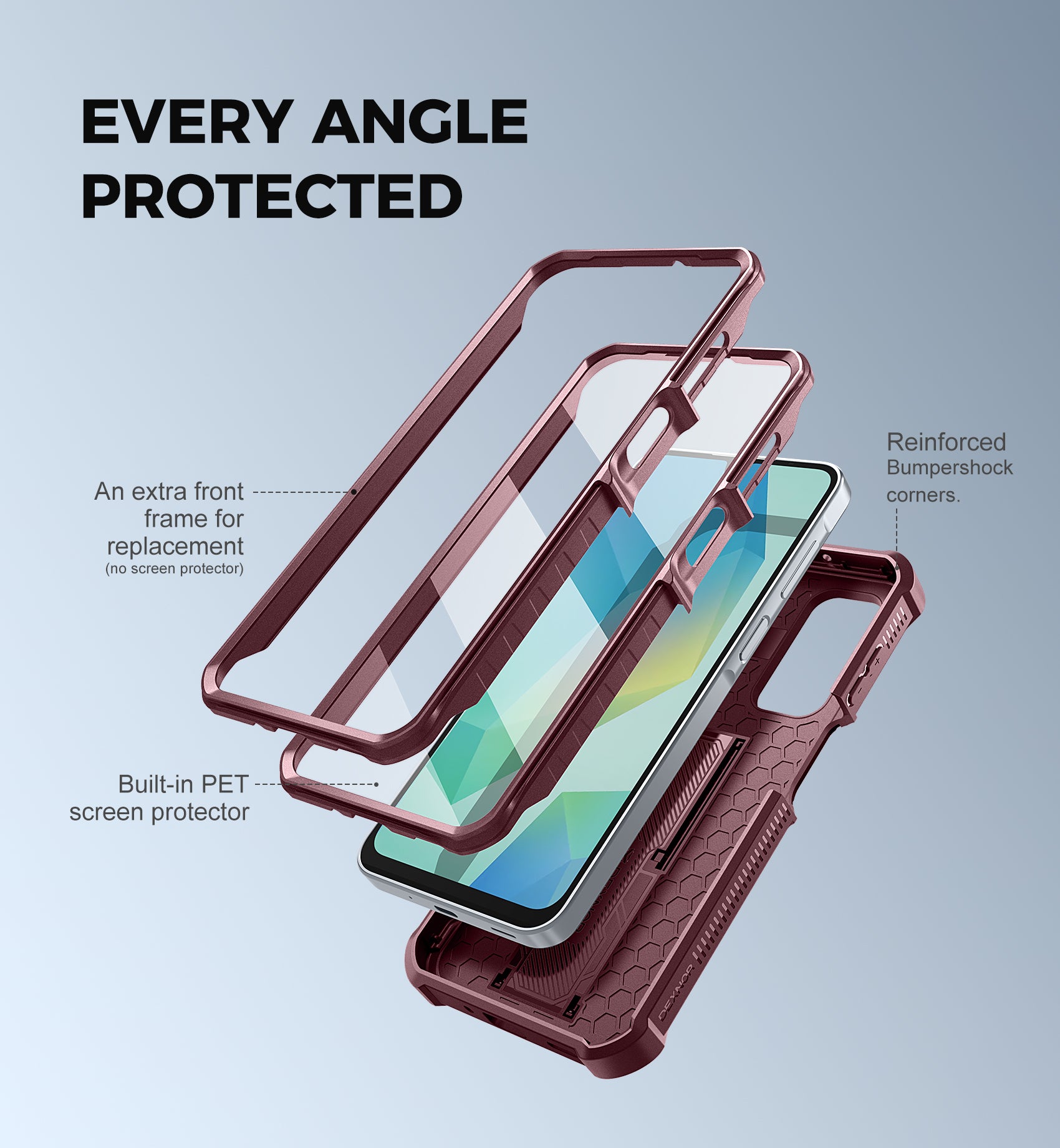 Dexnor Case for Samsung Galaxy A16 With Screen Protector Full Body Bumper Kickstand Heavy-duty Shockproof Rugged Cover.