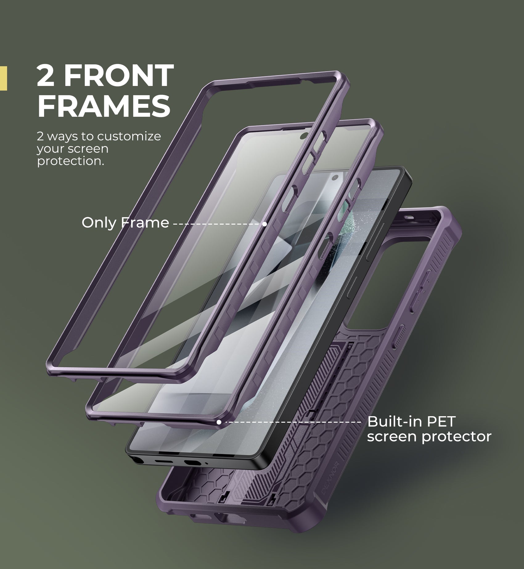 Dexnor Case for Samsung Galaxy S25 Ultra Full Body With Screen Protector Slide Camera Bumper Kickstand Heavy-duty Rugged Cover