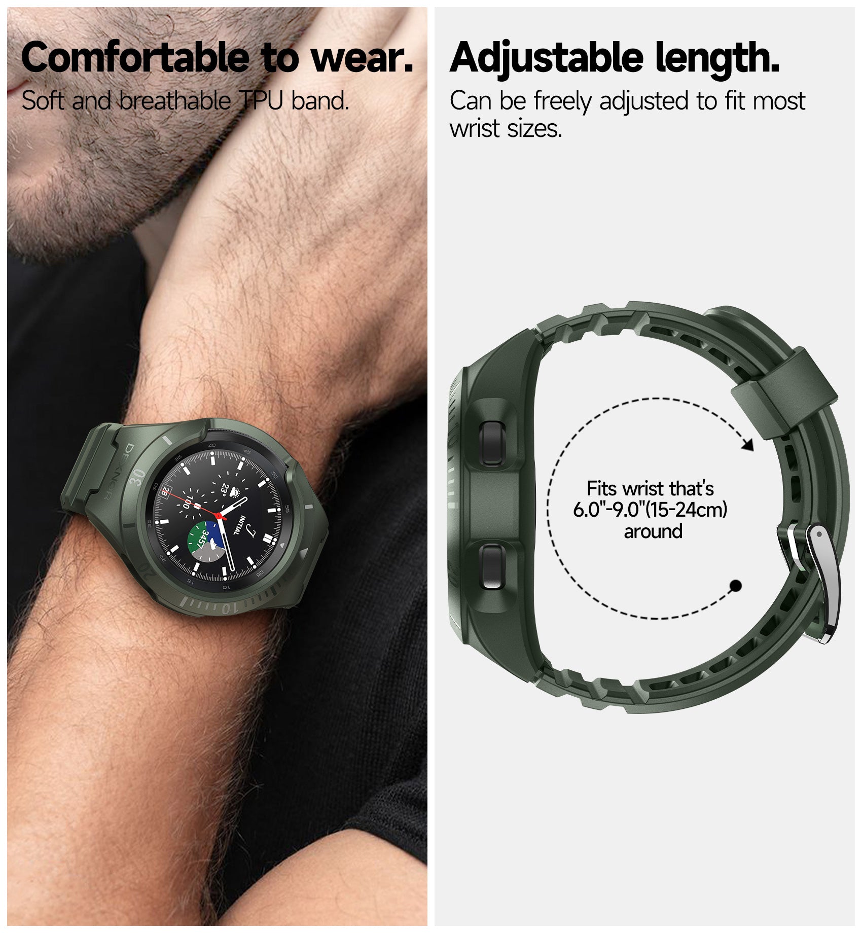 Dexnor Watch Case for Watch 4 Classic Band 46mm(2021) Full Body Bumper Shockproof Rugged Raised Bezel Snap-on Cover