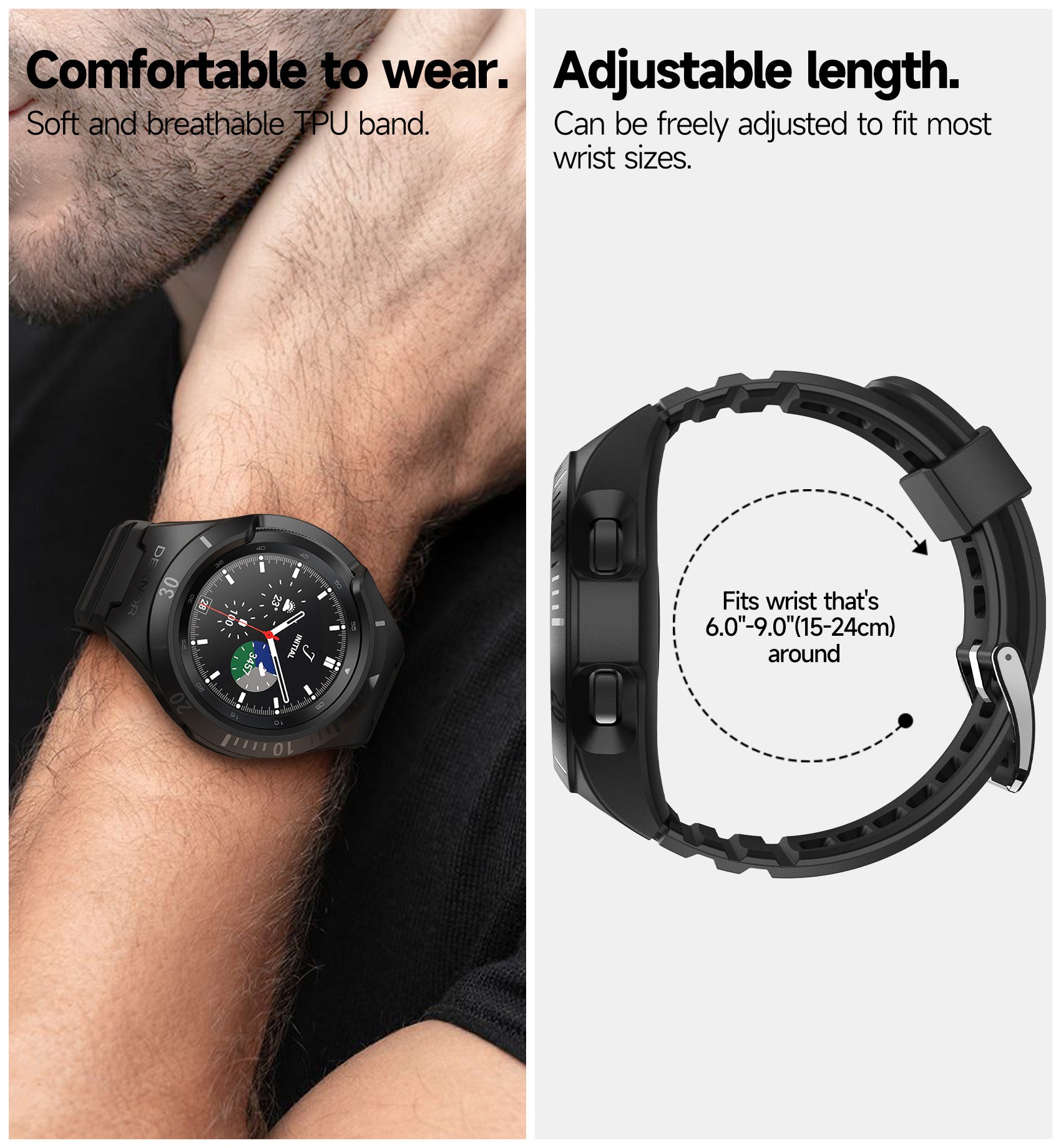Dexnor Watch Case for Watch 4 Classic Band 46mm(2021) Full Body Bumper Shockproof Rugged Raised Bezel Snap-on Cover