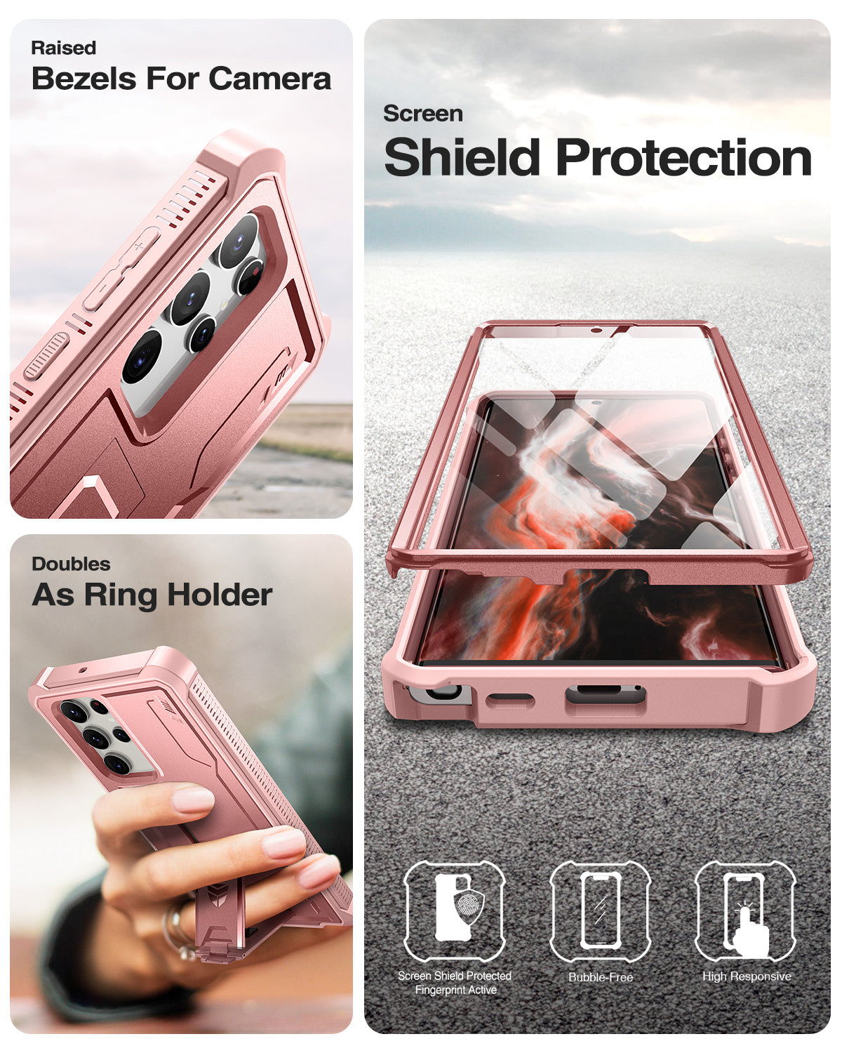 Dexnor Case for Samsung Galaxy S22 Ultra With Single Screen Protector Full Body Bumper Kickstand Heavy-duty Shockproof Rugged Cover.