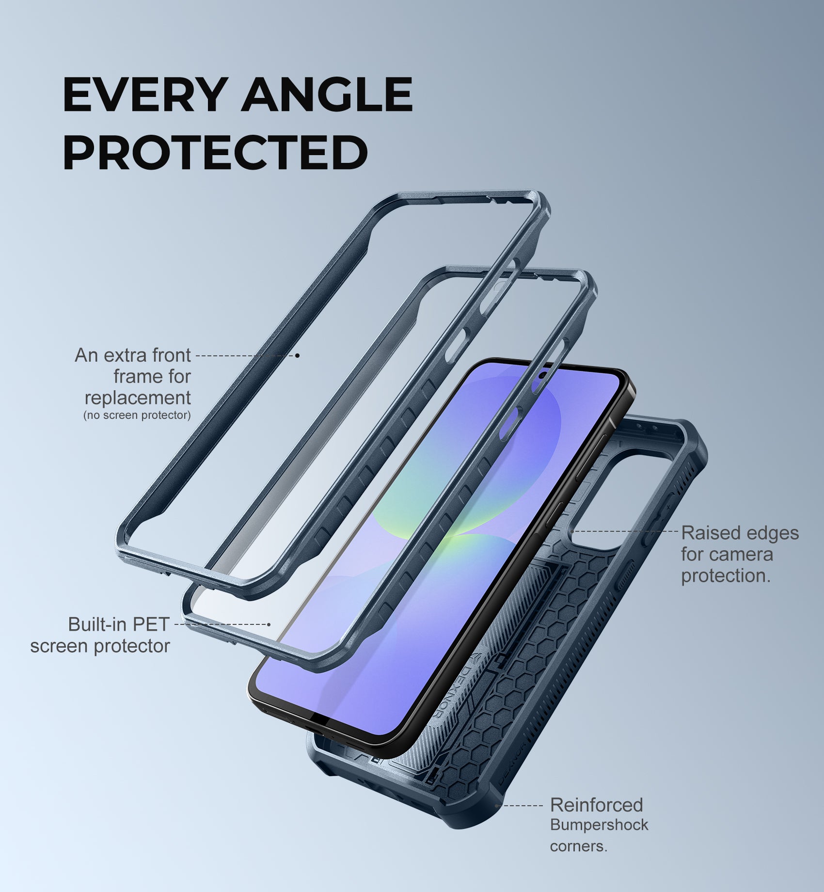 Dexnor Full Body Case for Samsung Galaxy A36 5G With Screen Protector And Slide Camera Bumper Kickstand Heavy-duty Shockproof Cover.