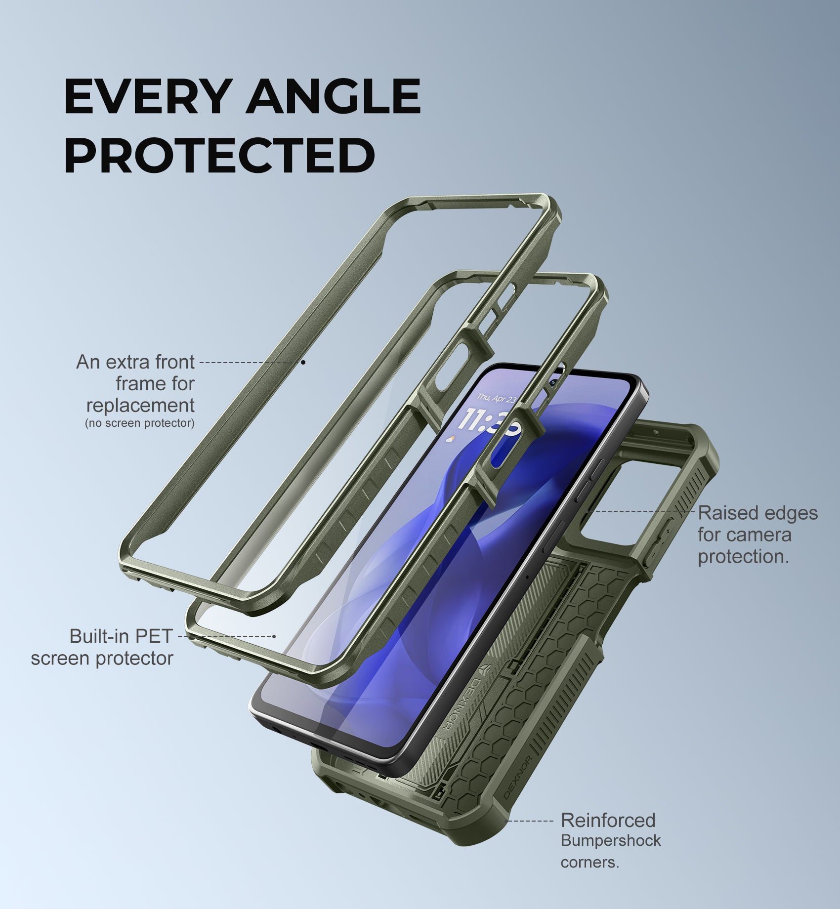 Dexnor Full Body Case for Moto G-Power 5G 2025 With Screen Protector And Slide Camera Bumper Kickstand Heavy-duty Shockproof Cover