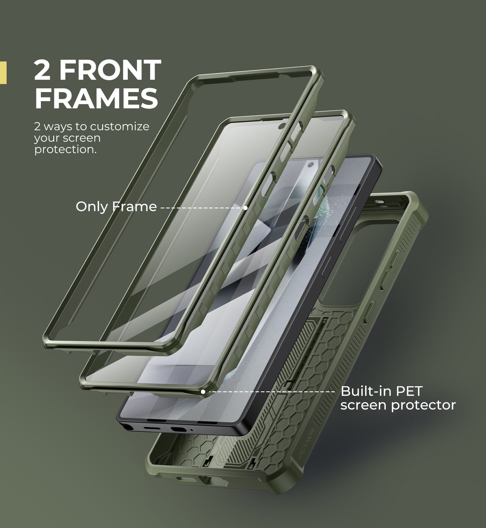 Dexnor Case for Samsung Galaxy S25 Ultra Full Body With Screen Protector Slide Camera Bumper Kickstand Heavy-duty Rugged Cover