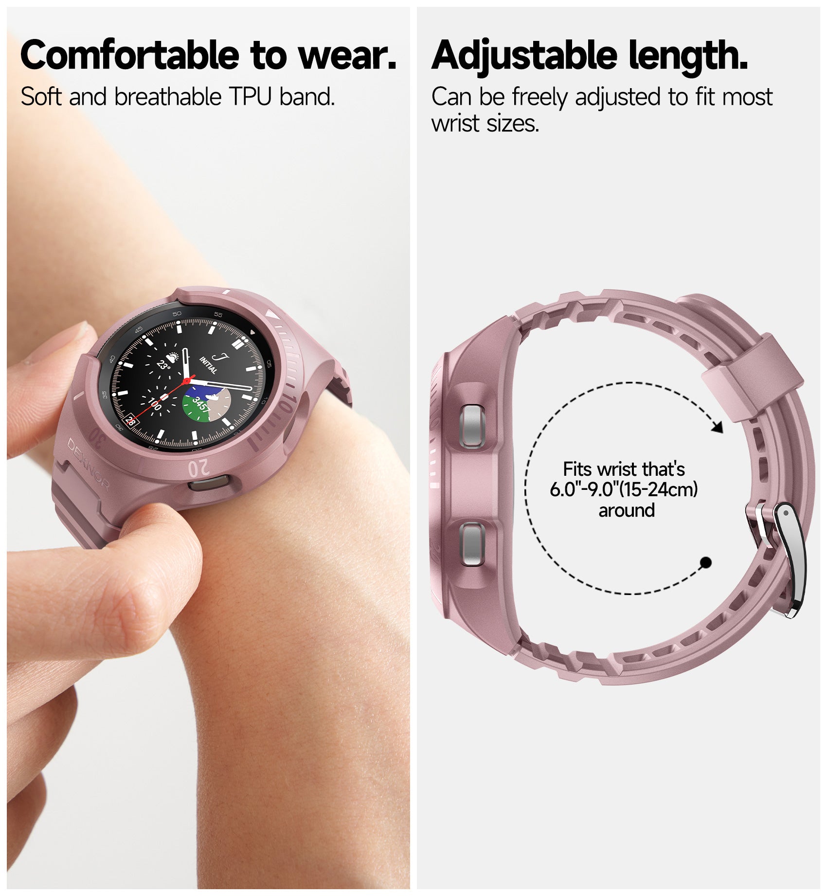 Dexnor Watch Case for Watch 4 Classic Band 46mm(2021) Full Body Bumper Shockproof Rugged Raised Bezel Snap-on Cover