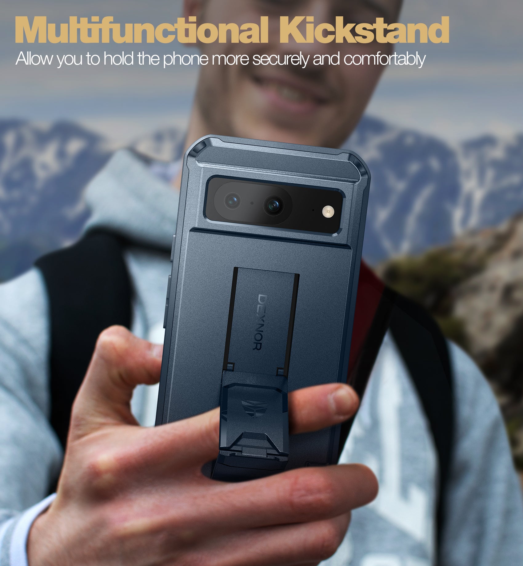 Dexnor Case for Google Pixel 8 With 2 Screen Protector Full Body Bumper Kickstand Heavy-duty Shockproof Rugged Cover.