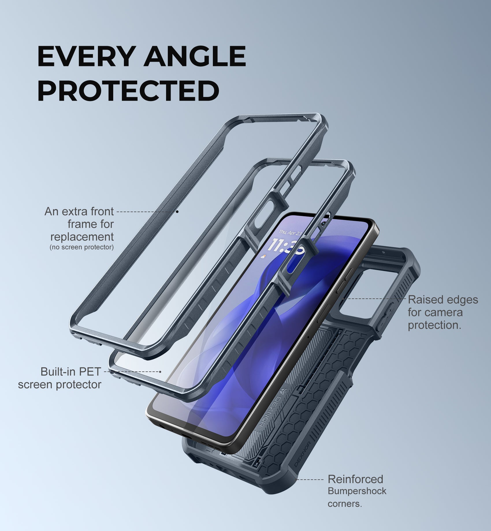 Dexnor Full Body Case for Moto G-Power 5G 2025 With Screen Protector And Slide Camera Bumper Kickstand Heavy-duty Shockproof Cover