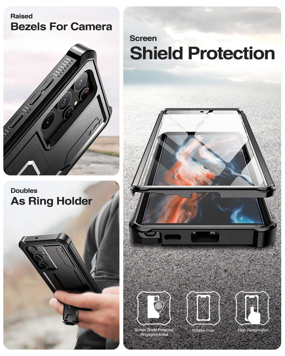 Dexnor Case for Samsung Galaxy S22 Ultra With Single Screen Protector Full Body Bumper Kickstand Heavy-duty Shockproof Rugged Cover.