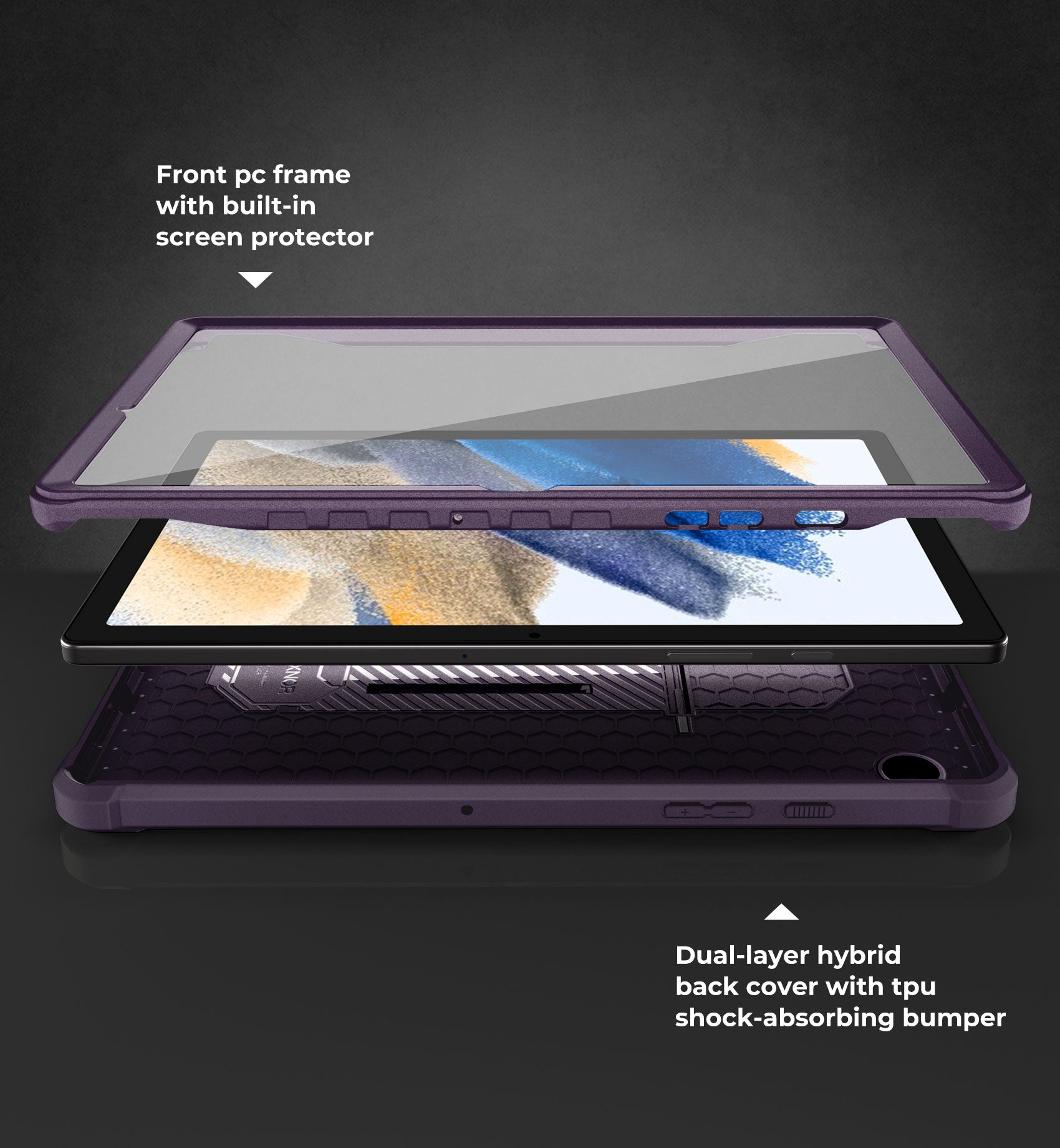 Dexnor Tablet Case for Samsung Galaxy Tab A8 With Screen Protector Full Body Bumper Kickstand Heavy-duty Shockproof Rugged Pen Holder Cover.