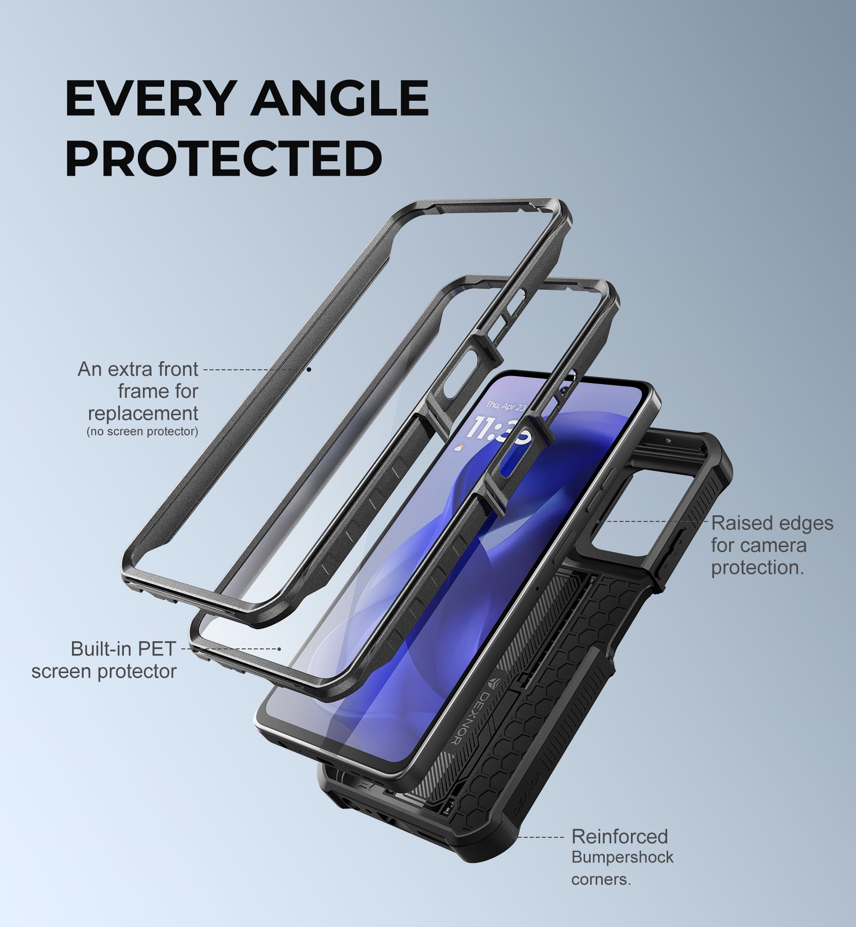 Dexnor Full Body Case for Moto G-Power 5G 2025 With Screen Protector And Slide Camera Bumper Kickstand Heavy-duty Shockproof Cover