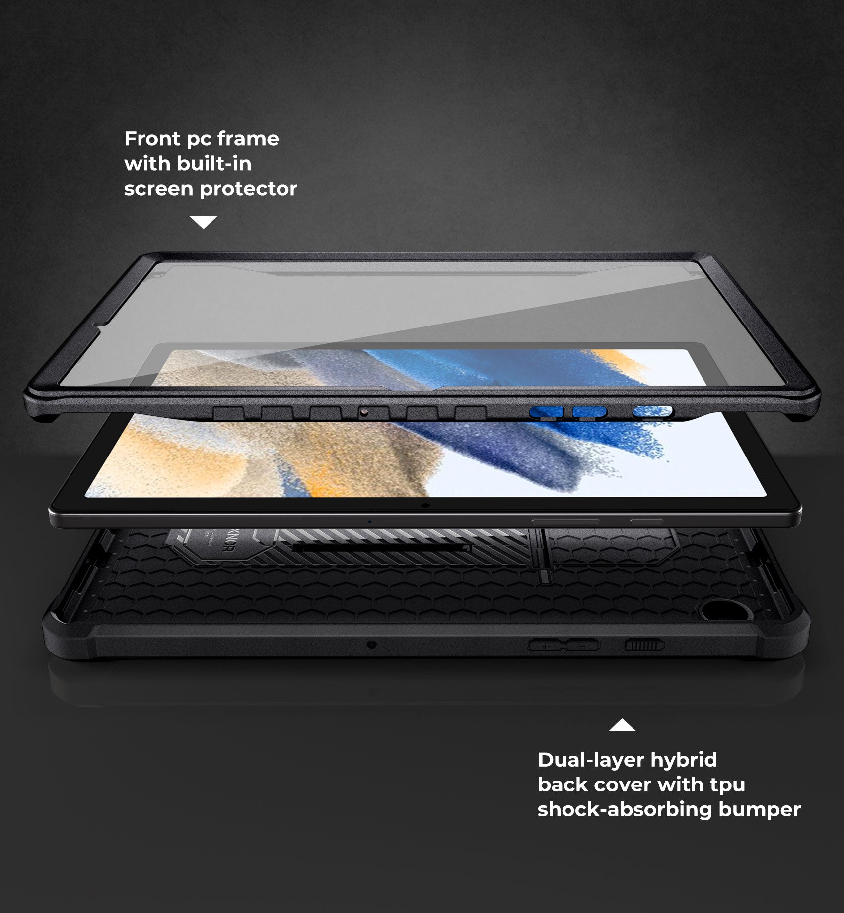 Dexnor Tablet Case for Samsung Galaxy Tab A8 With Screen Protector Full Body Bumper Kickstand Heavy-duty Shockproof Rugged Pen Holder Cover.