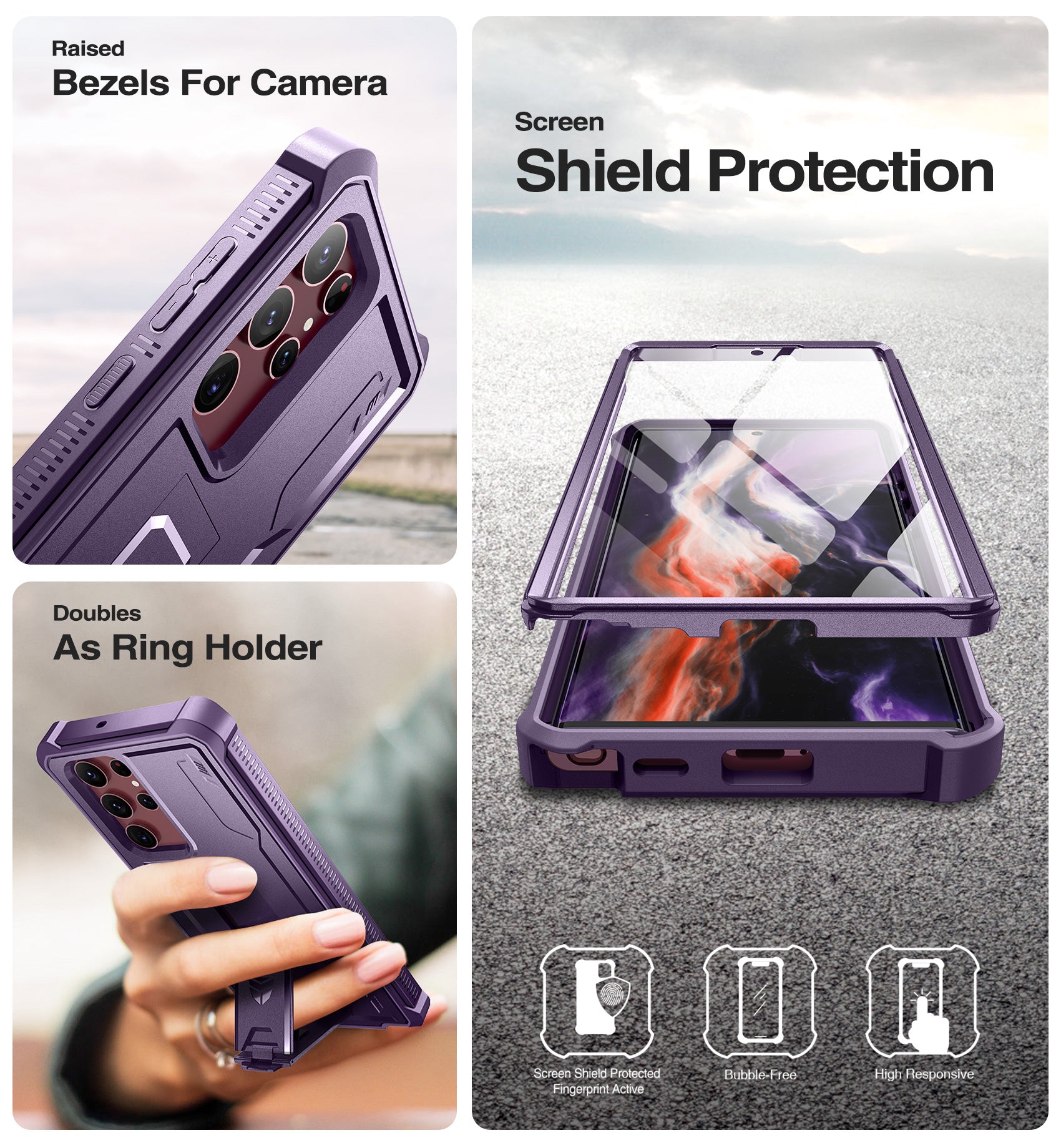 Dexnor Case for Samsung Galaxy S22 Ultra With Single Screen Protector Full Body Bumper Kickstand Heavy-duty Shockproof Rugged Cover.