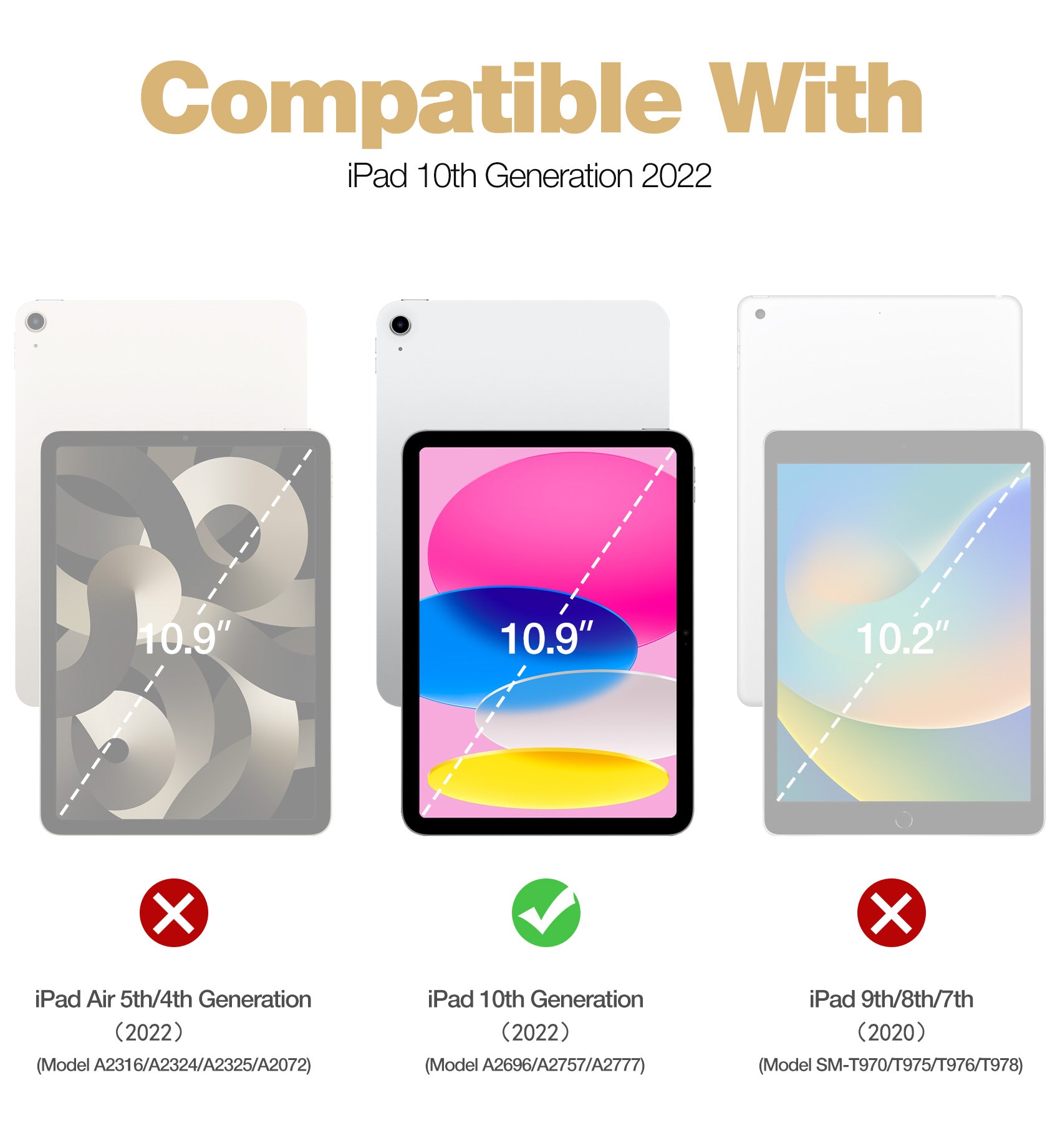 Dexnor Tablet Case for iPad 2022 With Screen Protector Full Body Bumper Kickstand Heavy-duty Shockproof Rugged Pen Holder Cover.