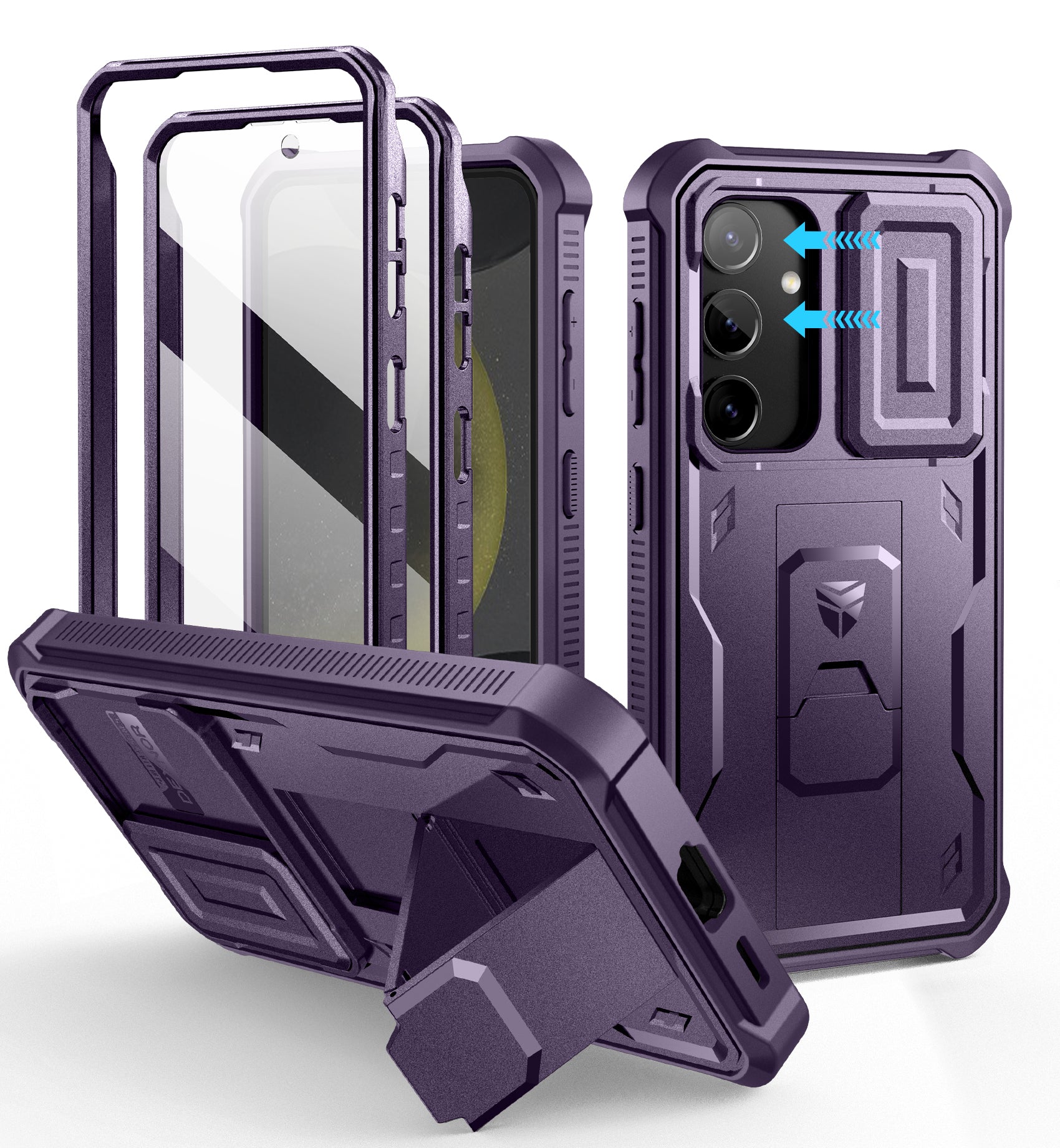 Dexnor Case for Samsung Galaxy S24 Full Body With Screen Protector Slide Camera Bumper Kickstand Heavy-duty Shockproof Rugged Cover.