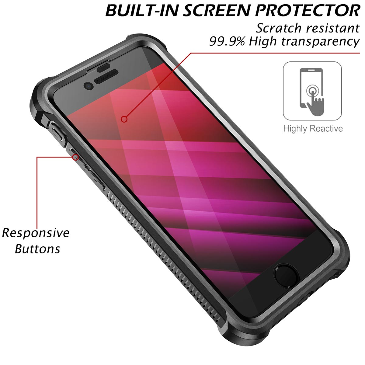 Dexnor Case for iPhone SE2020(iphone7/iphone8 universal)With Screen Protector Full Body Bumper Kickstand Heavy-duty Shockproof Rugged Cover.