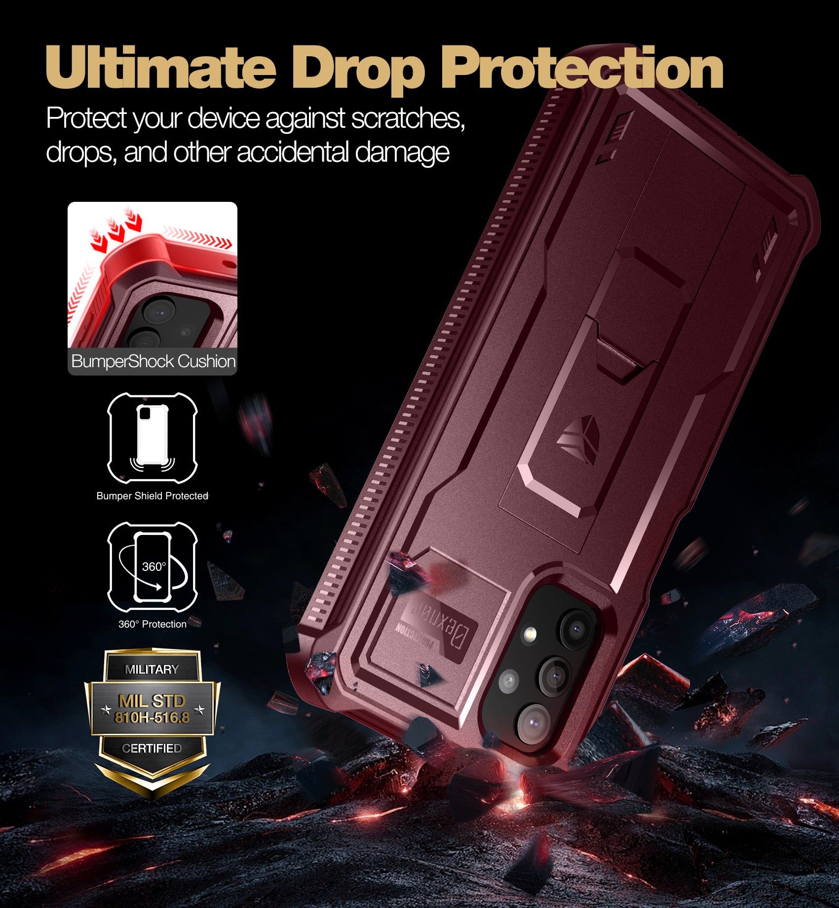 Dexnor Case for Samsung Galaxy A32 5G With Single Screen Protector Full Body Bumper Kickstand Heavy-duty Shockproof Rugged Cover.