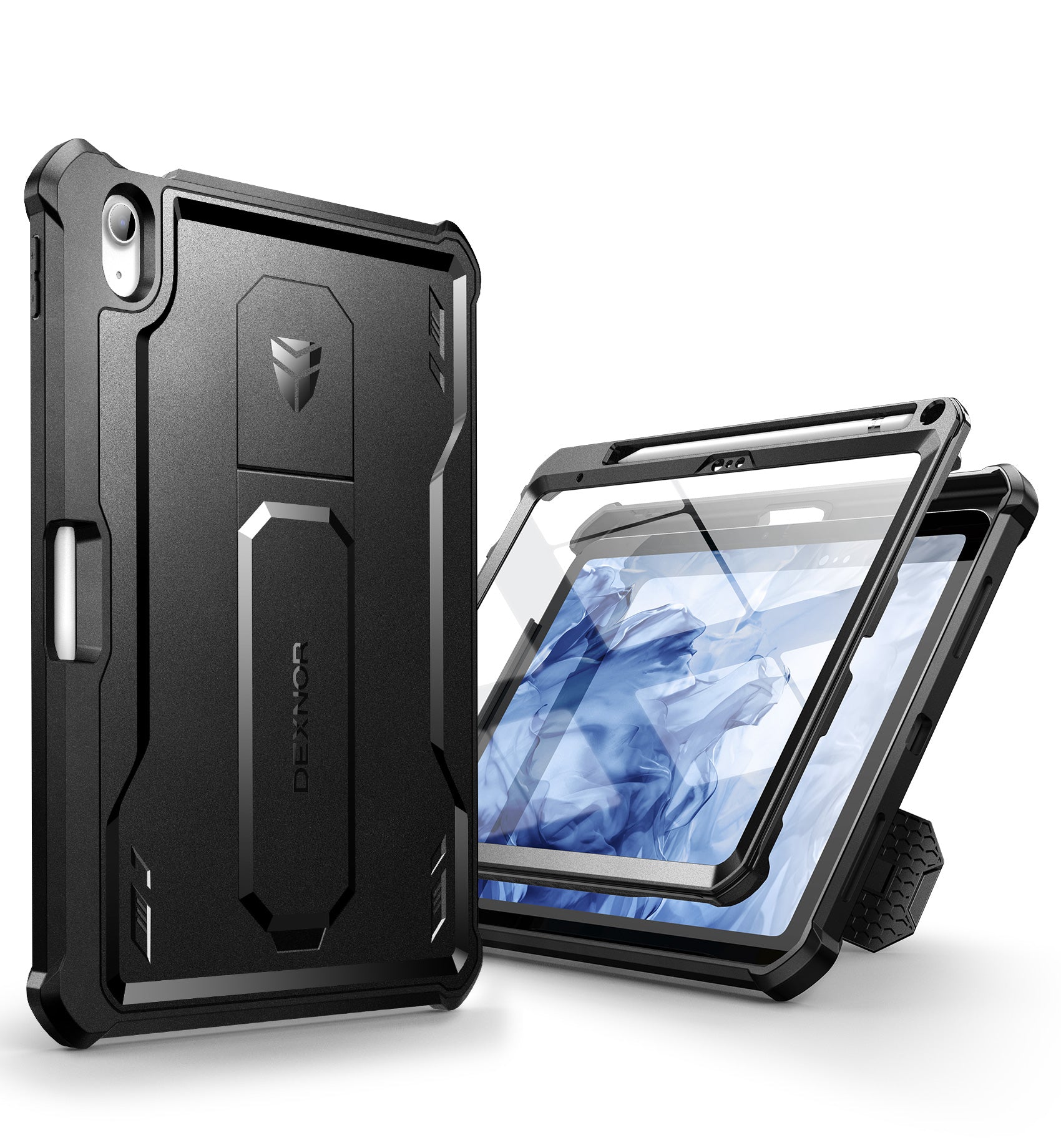 Dexnor Tablet Case for iPad 2022 With Screen Protector Full Body Bumper Kickstand Heavy-duty Shockproof Rugged Pen Holder Cover.