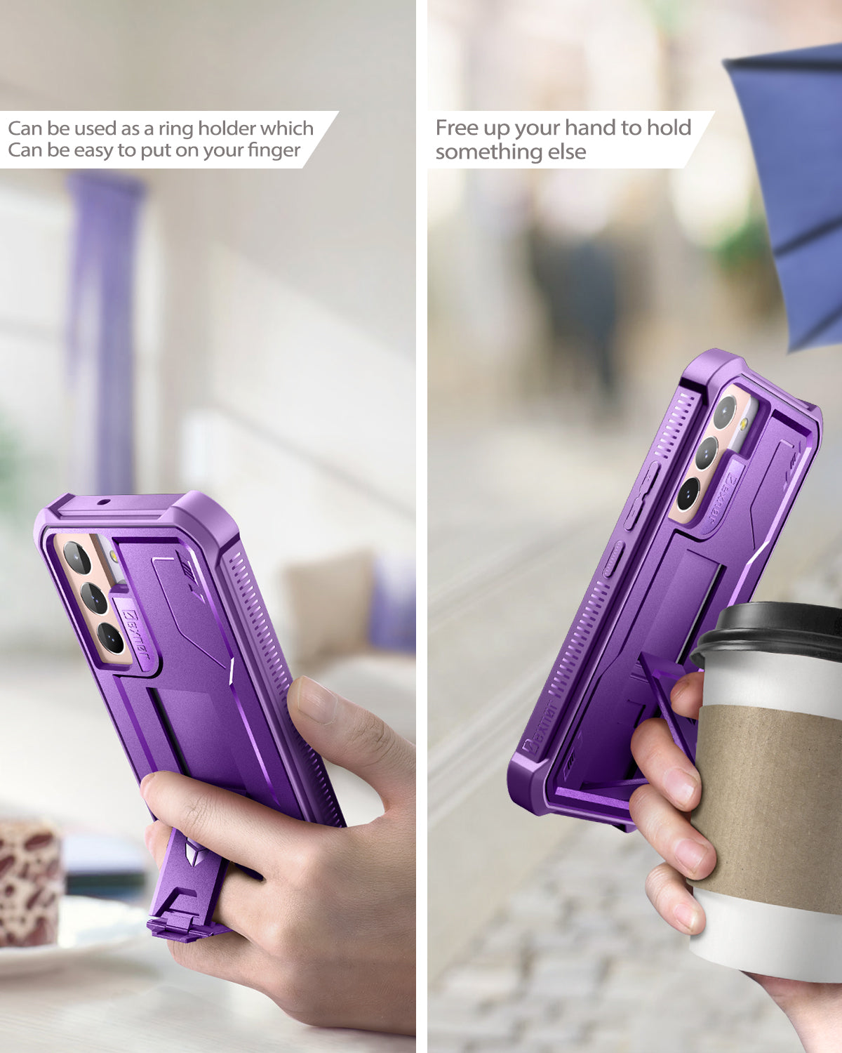 Dexnor Case for Samsung Galaxy S22 With Single Screen Protector Full Body Bumper Kickstand Heavy-duty Shockproof Rugged Cover.