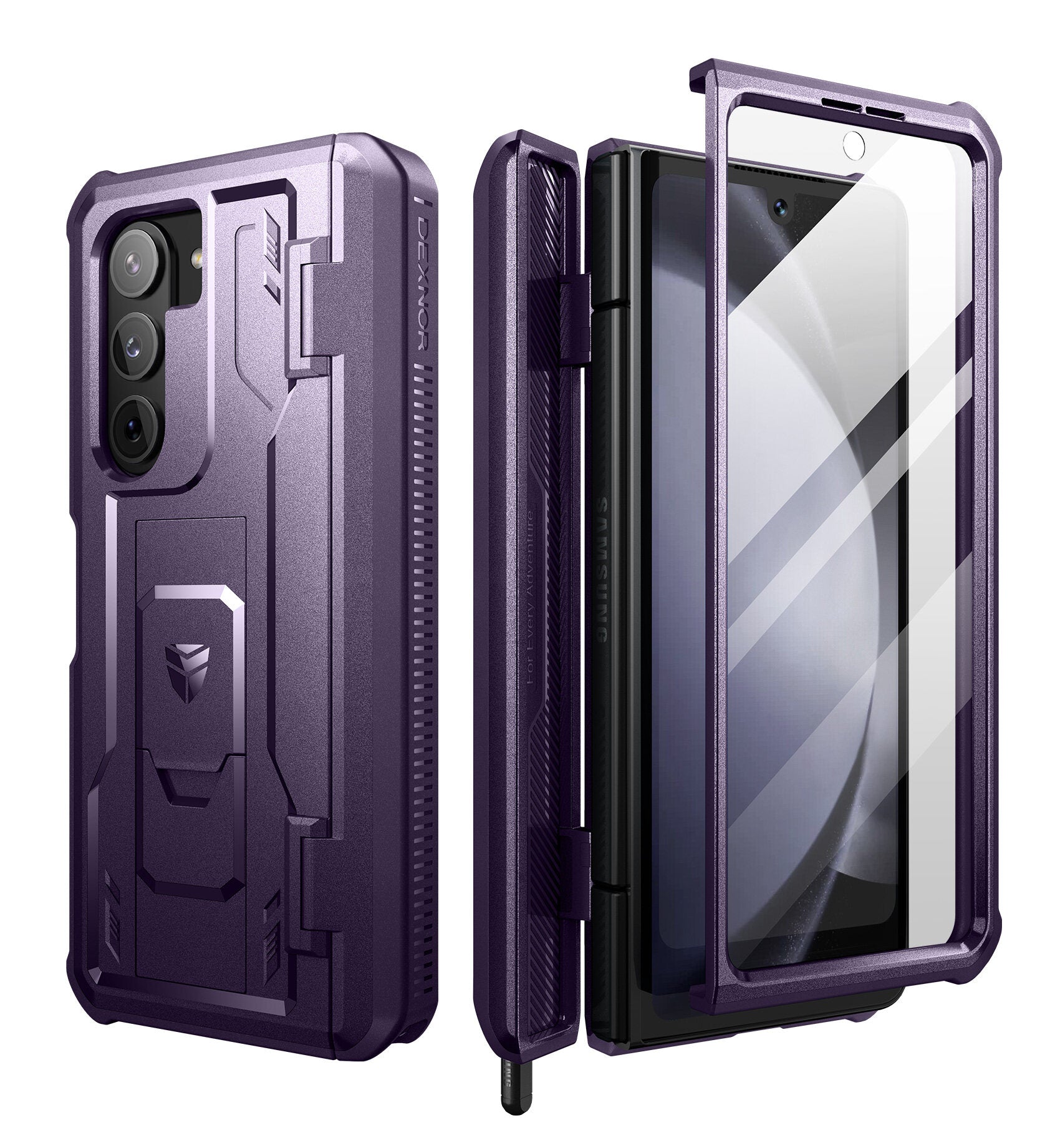 Dexnor Case for Samsung Galaxy Z Fold 5 With Hinge Coverage Screen Protector Full Body Bumper Kickstand Heavy-duty Shockproof Rugged Cover.