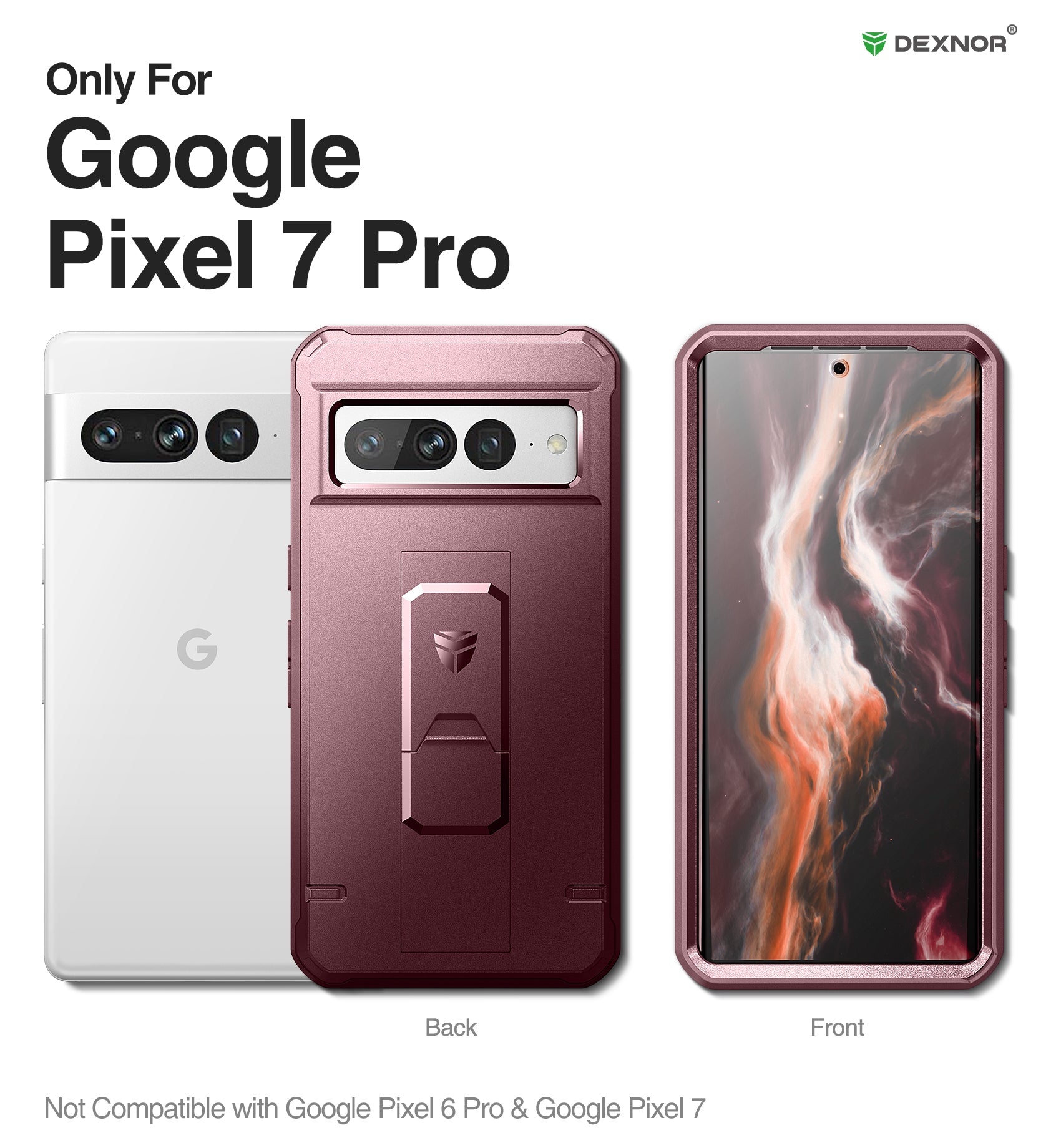 Dexnor Case for Google Pixel 7 Pro With Screen Protector Full Body Bumper Kickstand Heavy-duty Shockproof Rugged Cover.