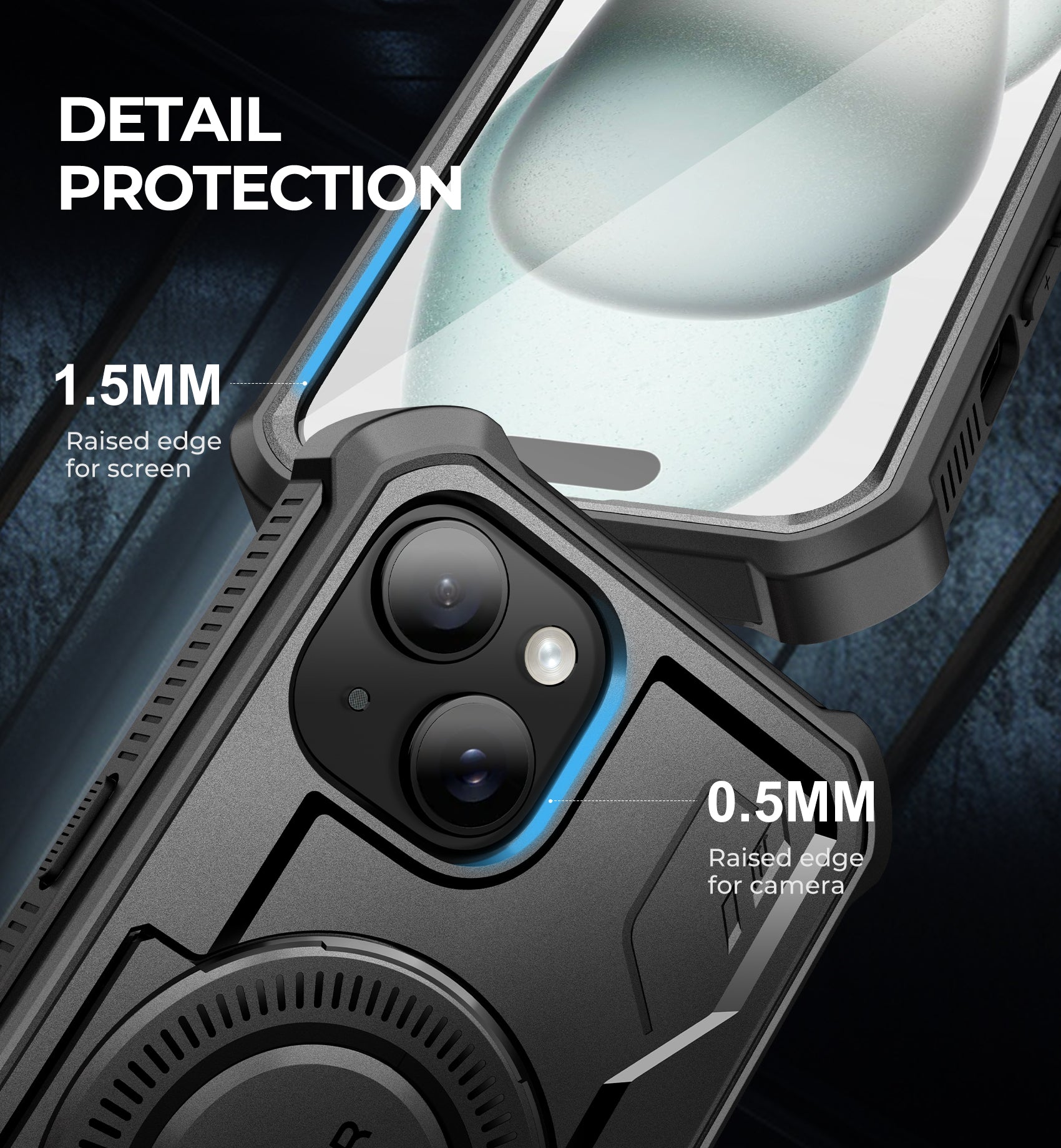 Dexnor for iphone 15 Case With MagSafe Heavy-duty Shockproof Full Body Built-in Screen Protector Adjustable Kickstand