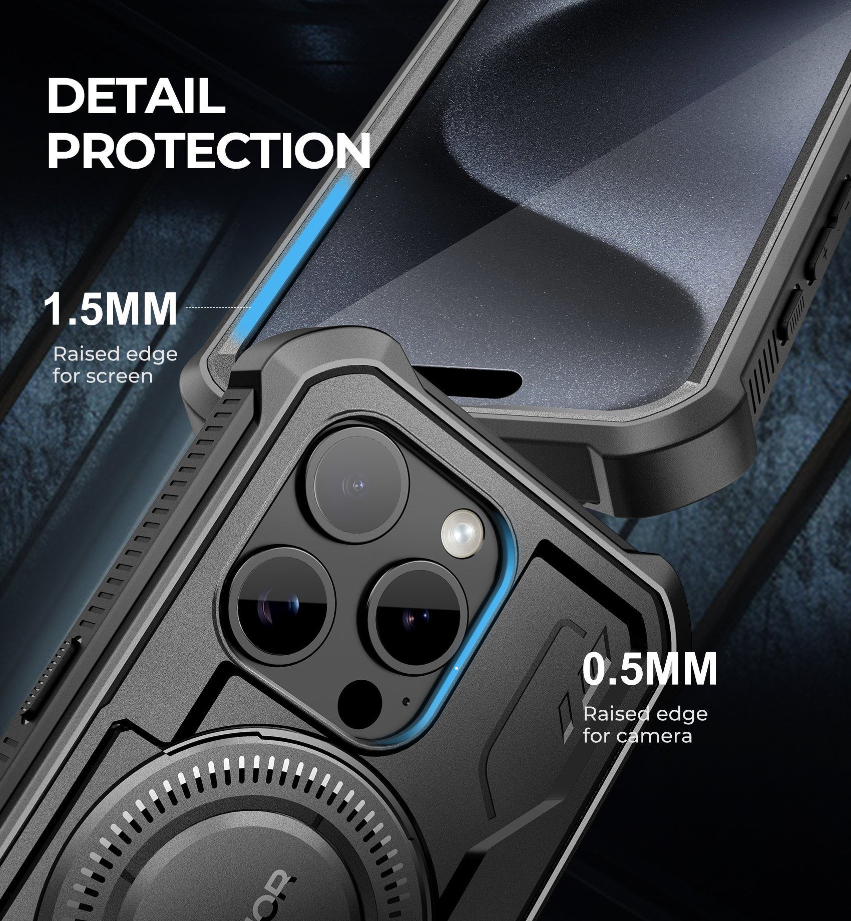 Dexnor for iphone 15 Pro Case With MagSafe Heavy-duty Shockproof Full Body Built-in Screen Protector Adjustable Kickstand